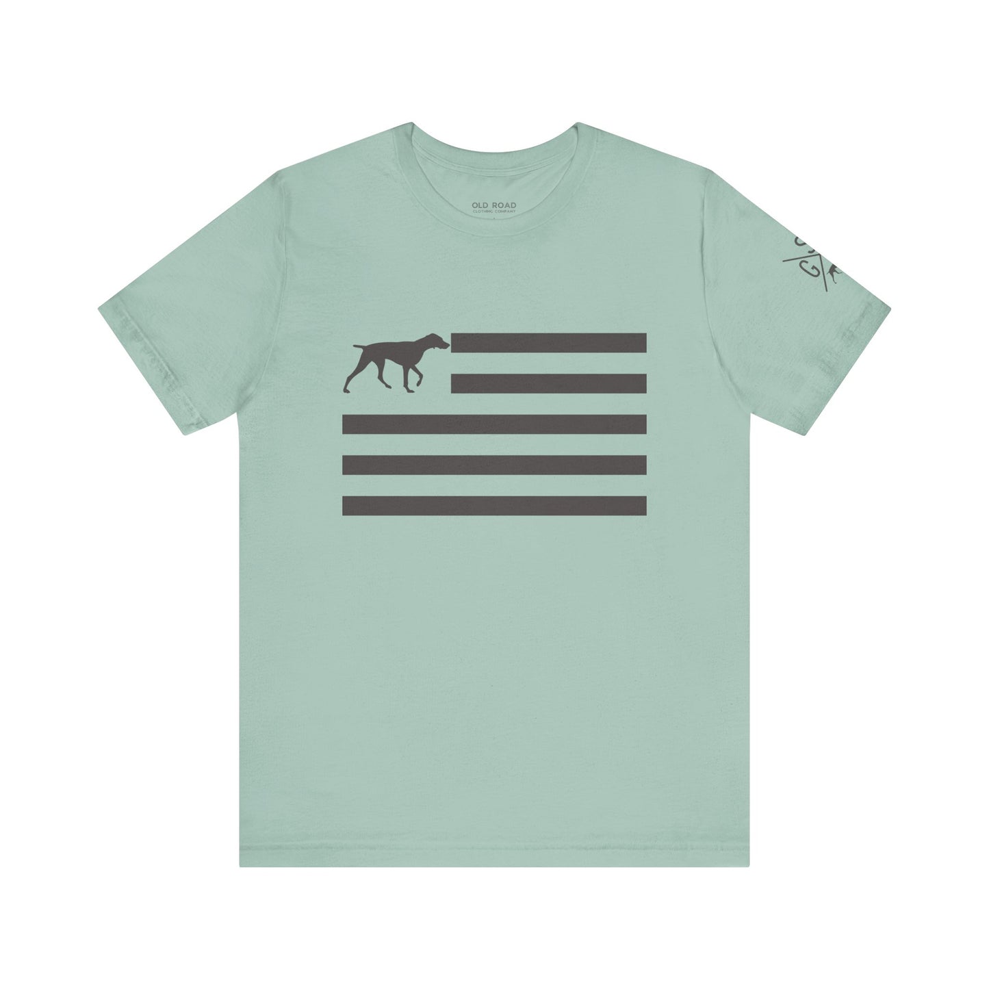 GSP Flag T Shirt | GSP X T Shirt | German Shorthaired Pointer Cross T Shirt | German Shorthaired Pointer Flag T Shirt | Upland Hunting T Shirt | Pheasant Hunting T Shirt | Bird Hunting T Shirt | Fathers Day Hunting Gift
