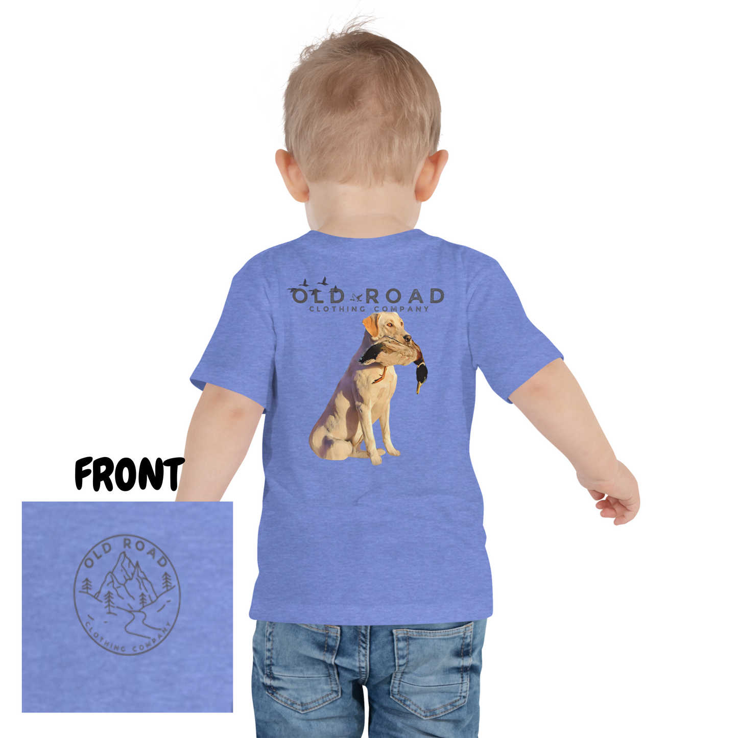 Toddler Labrador Retriever Holding Duck | Toddler Duck Hunting T Shirt | Toddler Waterfowl T Shirt | Unisex T Shirt | Yellow Lab | Matching T Shirts