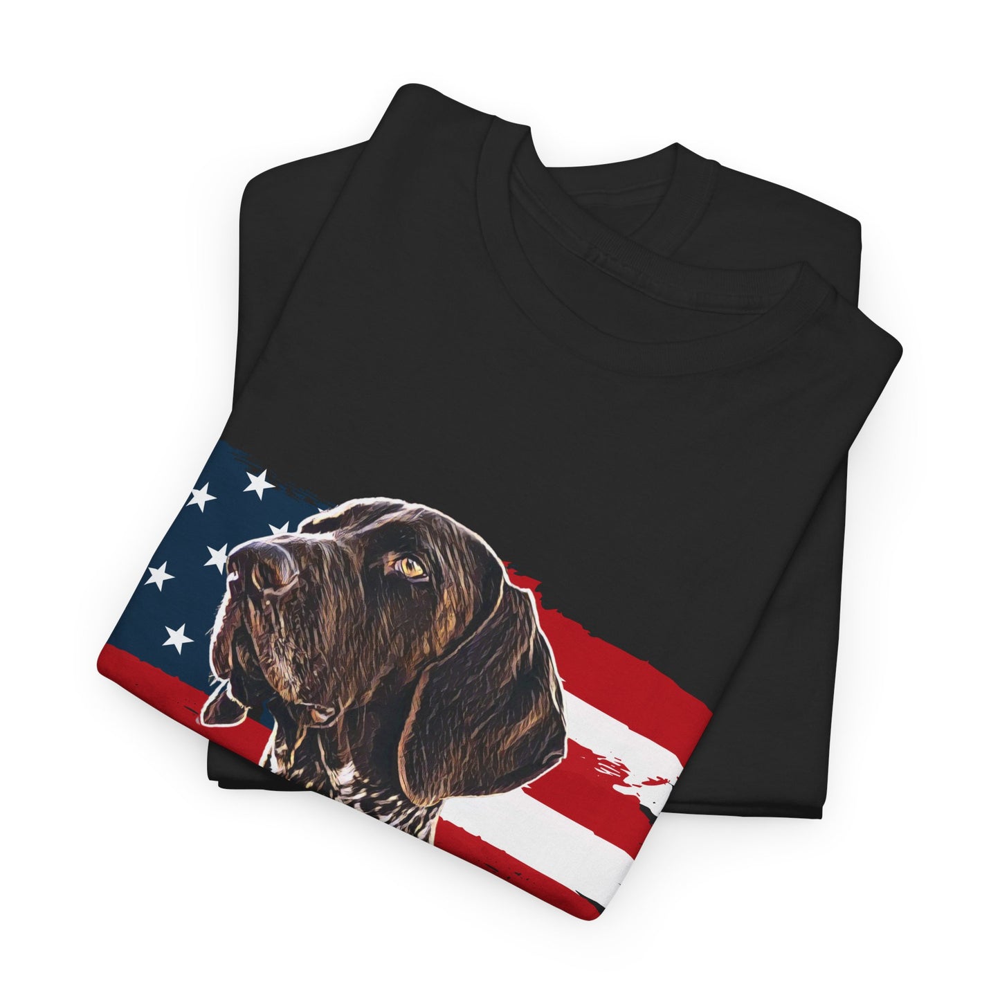 GSP T Shirt | GSP American Flag T Shirt | Upland Hunting Dog | Pheasant Hunting Dog | German Shorthaired Pointer | Grouse Hunting Shirt