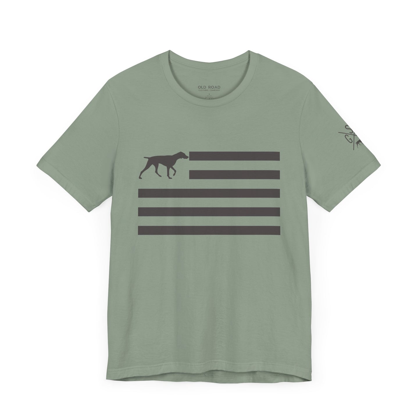 GSP Flag T Shirt | GSP X T Shirt | German Shorthaired Pointer Cross T Shirt | German Shorthaired Pointer Flag T Shirt | Upland Hunting T Shirt | Pheasant Hunting T Shirt | Bird Hunting T Shirt | Fathers Day Hunting Gift