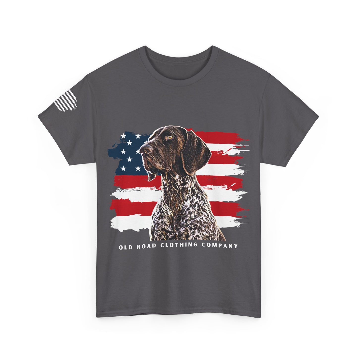 GSP T Shirt | GSP American Flag T Shirt | Upland Hunting Dog | Pheasant Hunting Dog | German Shorthaired Pointer | Grouse Hunting Shirt