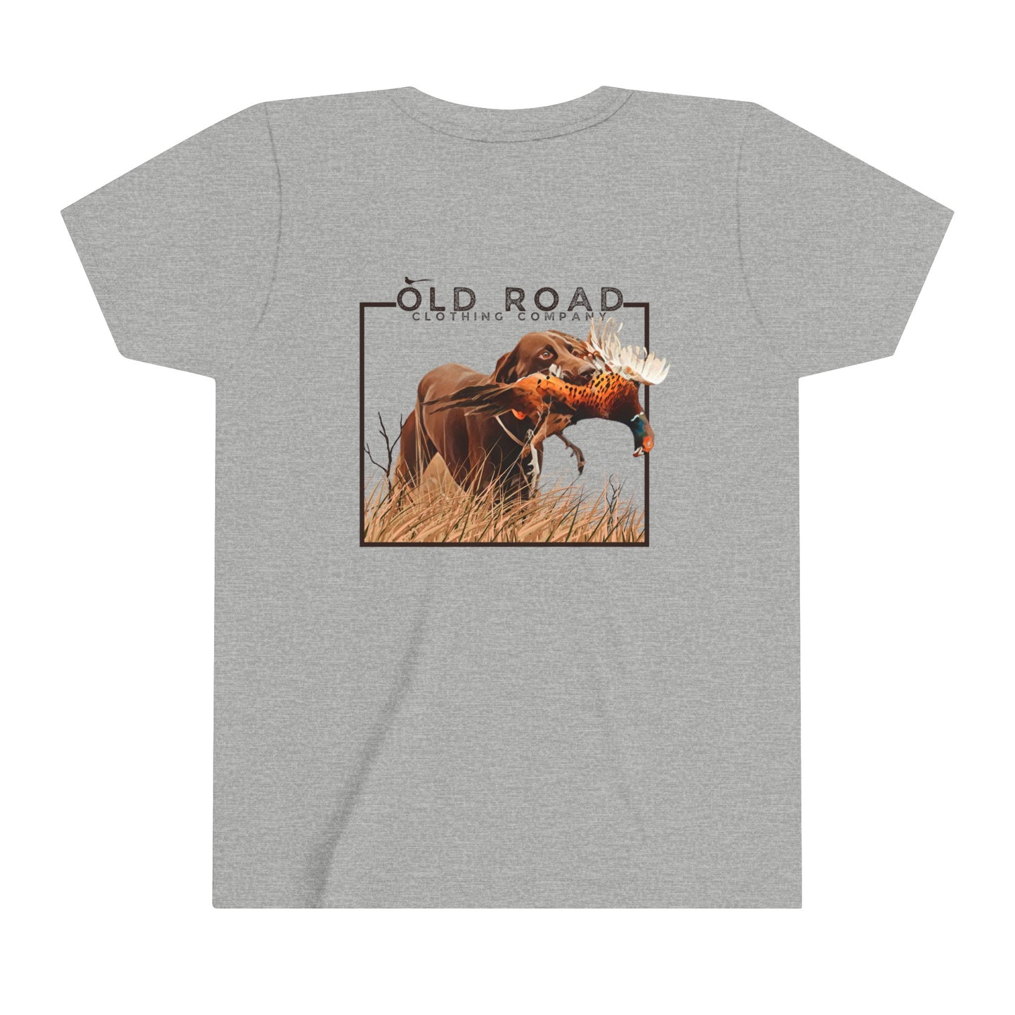 Youth of Labrador Retriever Pheasant Hunting T Shirt | Lab Retrieving Pheasant | Duck Hunting | Hunting Dog Shirt | Chocolate Lab | Upland Hunting