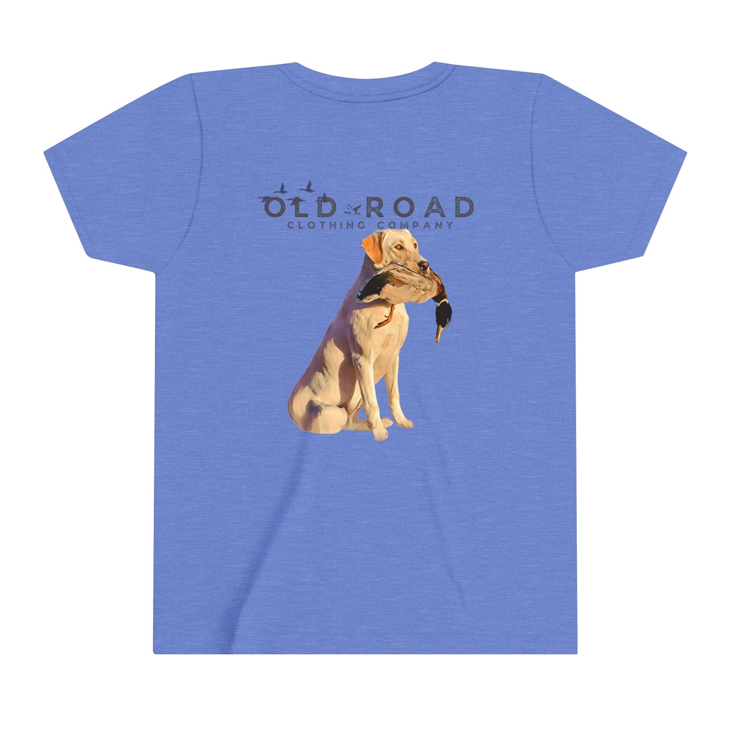 Youth Labrador Retriever Holding Duck | Youth Duck Hunting T Shirt | Youth Waterfowl T Shirt | Unisex T Shirt | Yellow Lab | Hunting Matching T Shirts