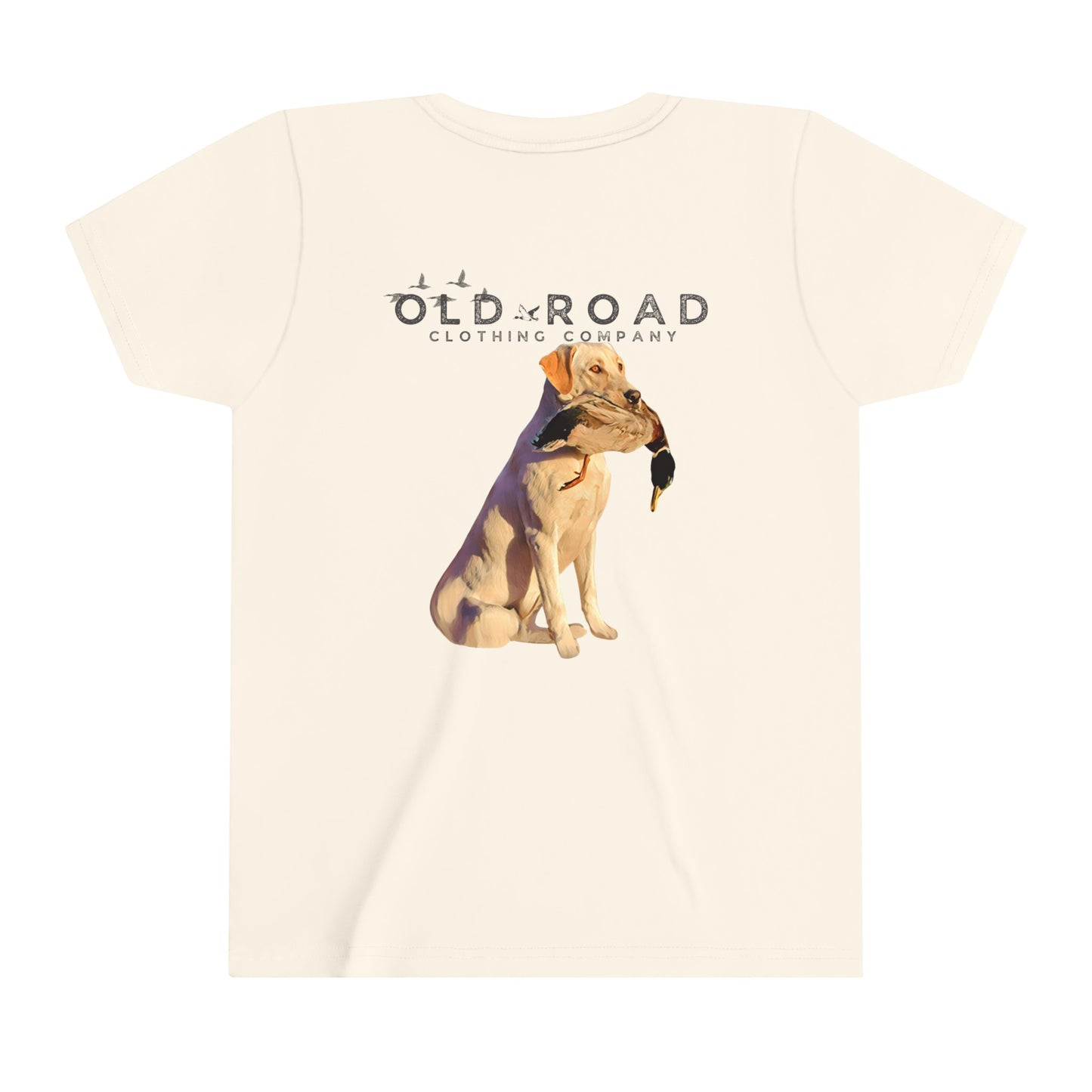 Youth Labrador Retriever Holding Duck | Youth Duck Hunting T Shirt | Youth Waterfowl T Shirt | Unisex T Shirt | Yellow Lab | Hunting Matching T Shirts