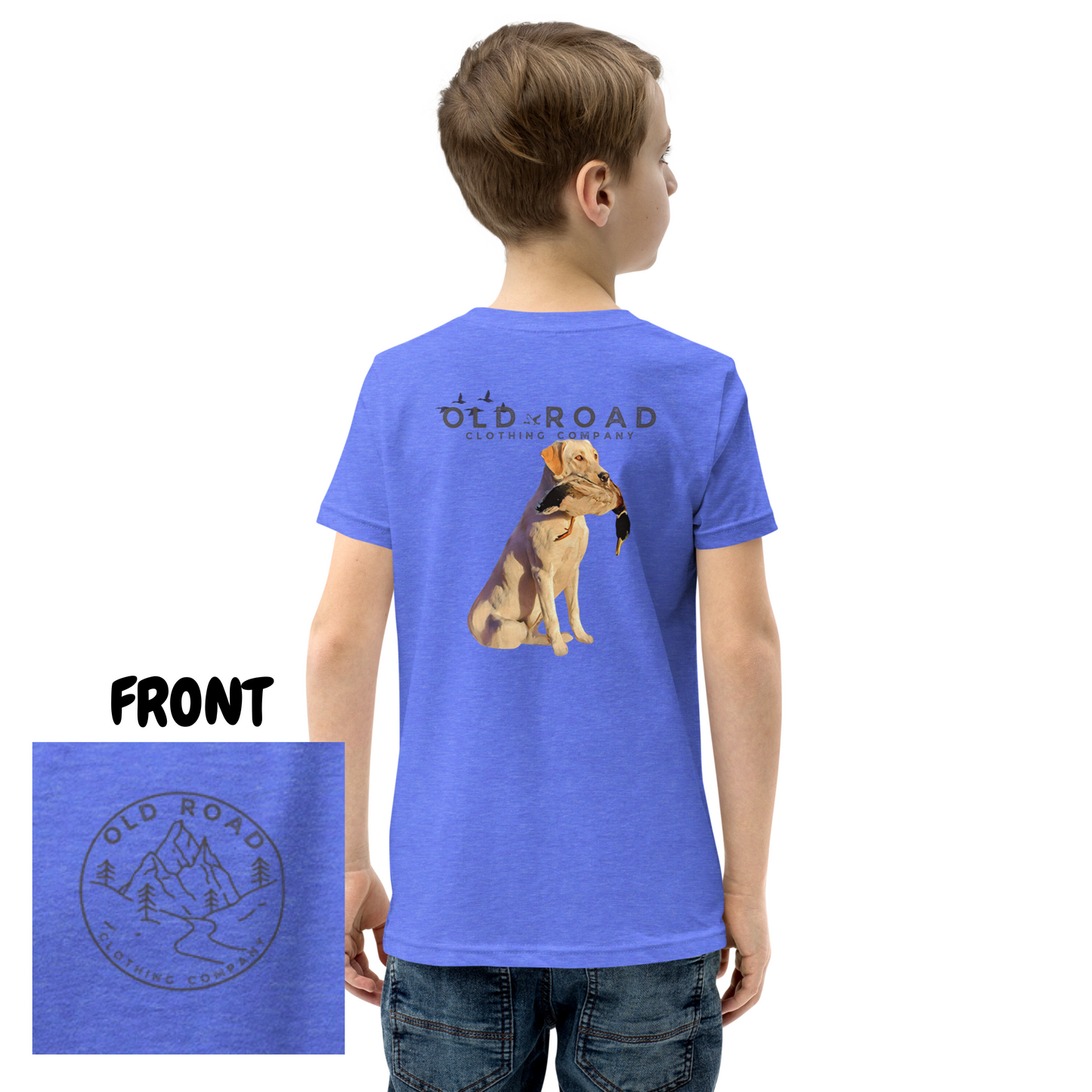 Youth Labrador Retriever Holding Duck | Youth Duck Hunting T Shirt | Youth Waterfowl T Shirt | Unisex T Shirt | Yellow Lab | Hunting Matching T Shirts