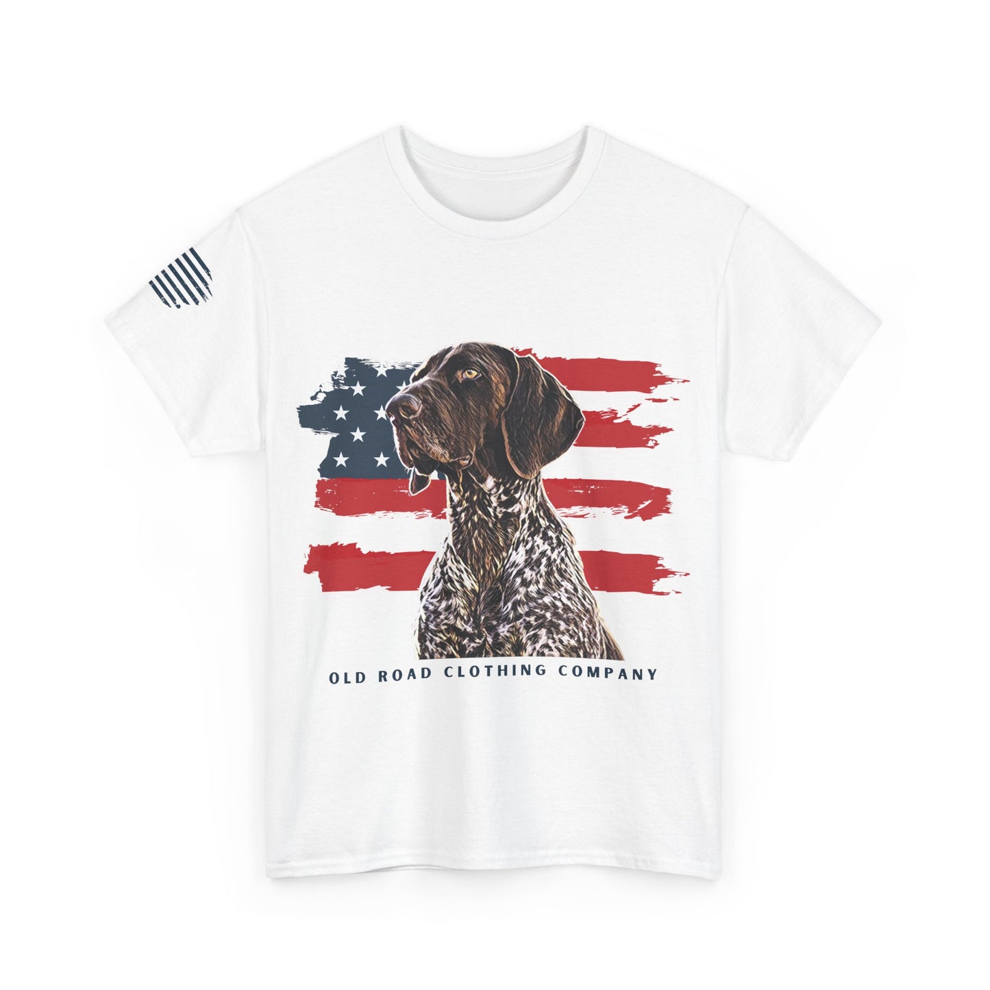 GSP T Shirt | GSP American Flag T Shirt | Upland Hunting Dog | Pheasant Hunting Dog | German Shorthaired Pointer | Grouse Hunting Shirt