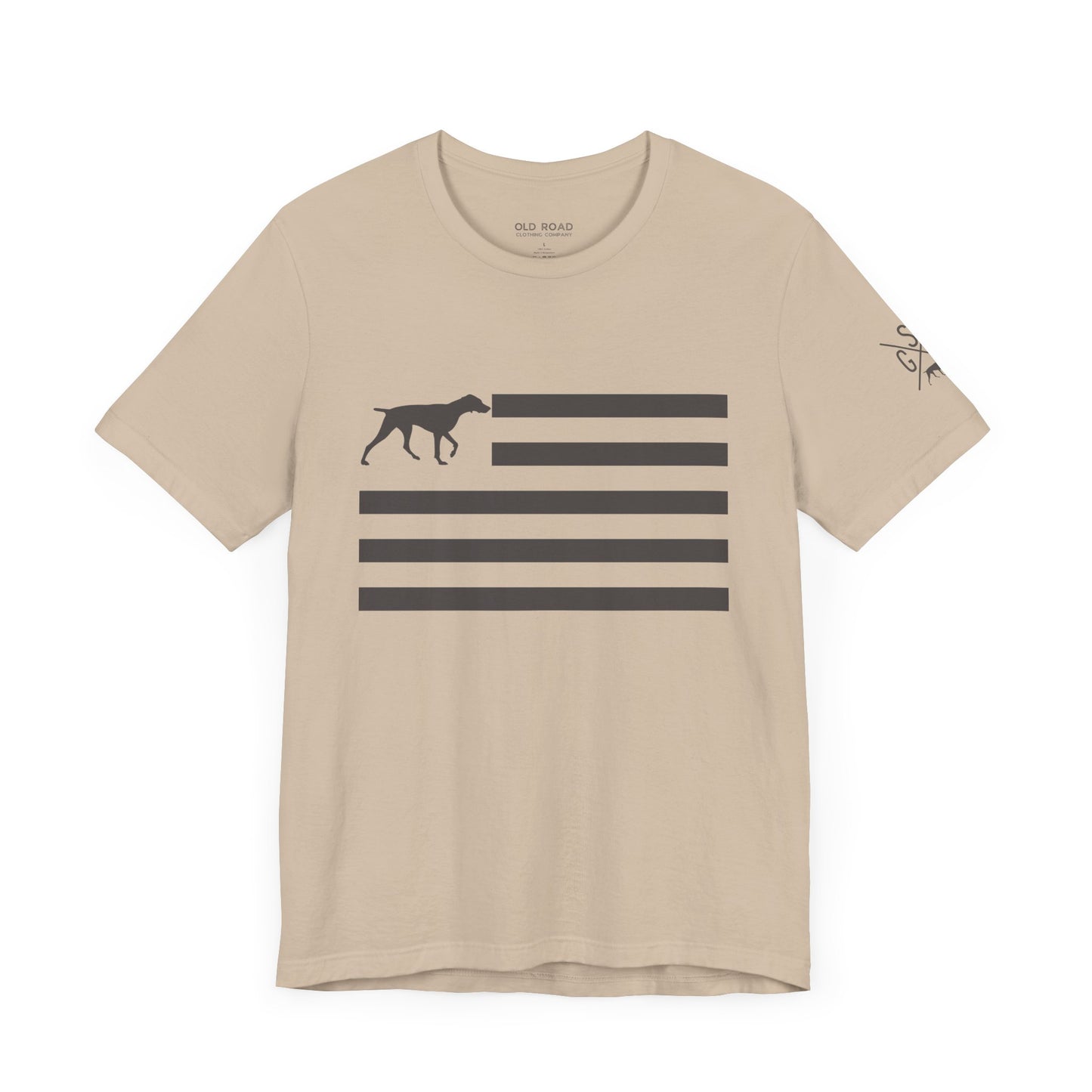 GSP Flag T Shirt | GSP X T Shirt | German Shorthaired Pointer Cross T Shirt | German Shorthaired Pointer Flag T Shirt | Upland Hunting T Shirt | Pheasant Hunting T Shirt | Bird Hunting T Shirt | Fathers Day Hunting Gift