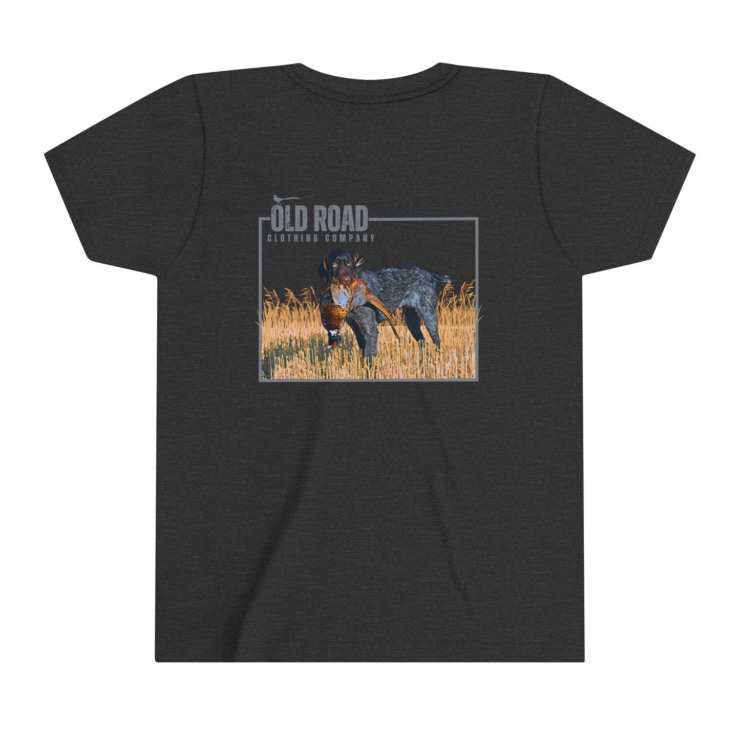 GSP Holding Pheasant Youth T Shirt | Pheasant Hunting German Shorthaired Pointer | Pheasant Hunting Hoodie | Bird Hunting | Bird Dogs | Hunting Dog