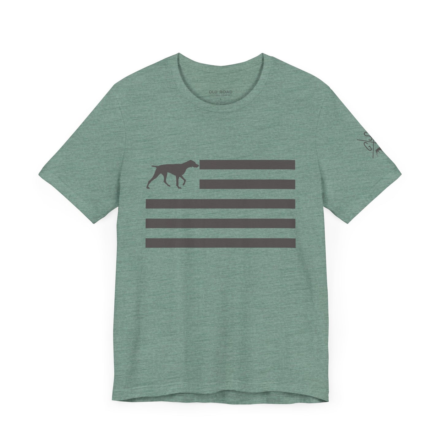 GSP Flag T Shirt | GSP X T Shirt | German Shorthaired Pointer Cross T Shirt | German Shorthaired Pointer Flag T Shirt | Upland Hunting T Shirt | Pheasant Hunting T Shirt | Bird Hunting T Shirt | Fathers Day Hunting Gift