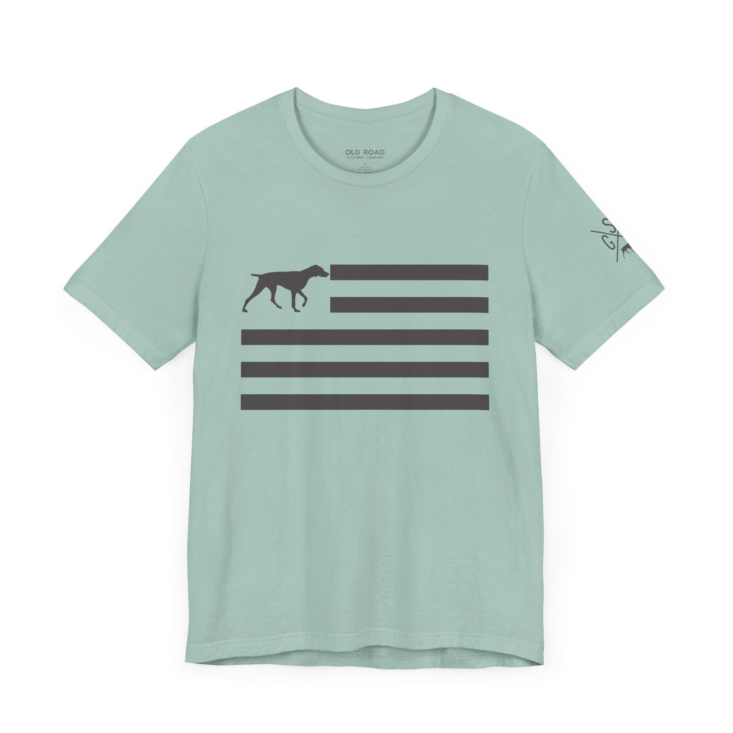 GSP Flag T Shirt | GSP X T Shirt | German Shorthaired Pointer Cross T Shirt | German Shorthaired Pointer Flag T Shirt | Upland Hunting T Shirt | Pheasant Hunting T Shirt | Bird Hunting T Shirt | Fathers Day Hunting Gift