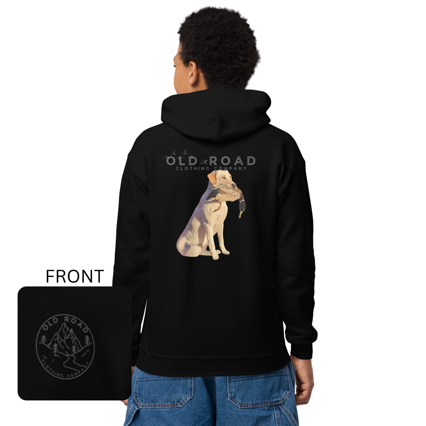 Youth Labrador Retriever Holding Duck | Youth Duck Hunting Hoodie | Youth Waterfowl Hoodie | Unisex Hoodie | Yellow Lab | Matching Hunting Hoodie | Fathers Day Gift