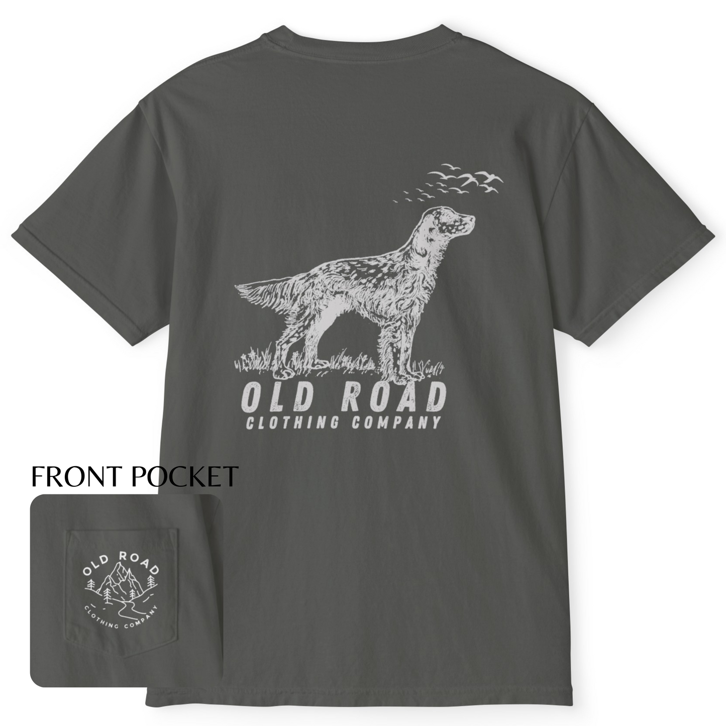 English Setter T Shirt | Comfort Colors Pocket T Shirt | English Setter Hunting Dog | Bird Hunting T Shirt | Upland Hunting T Shirt