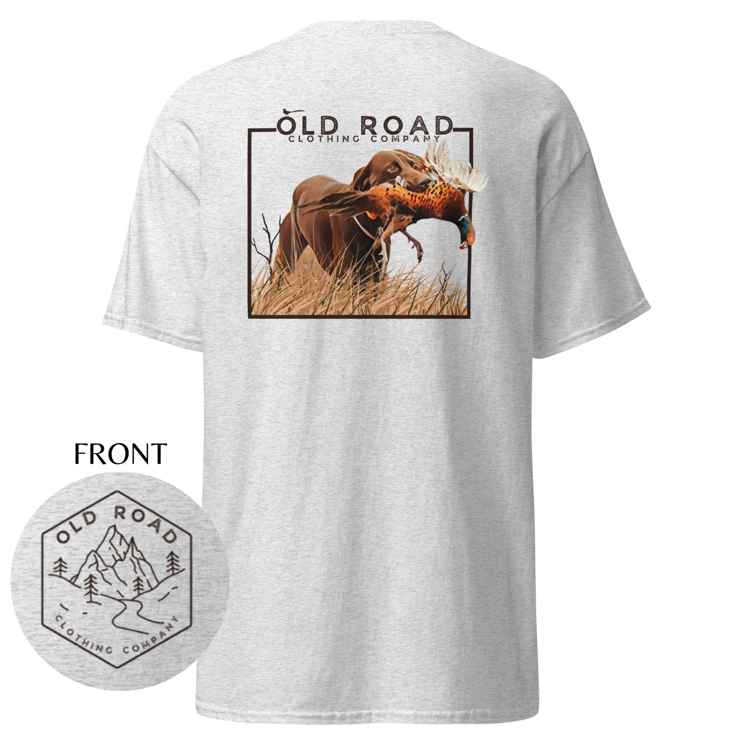 Labrador Retriever Pheasant Hunting T Shirt | Lab Retrieving Pheasant | Duck Hunting | Hunting Dog Shirt | Chocolate Lab | Upland Hunting