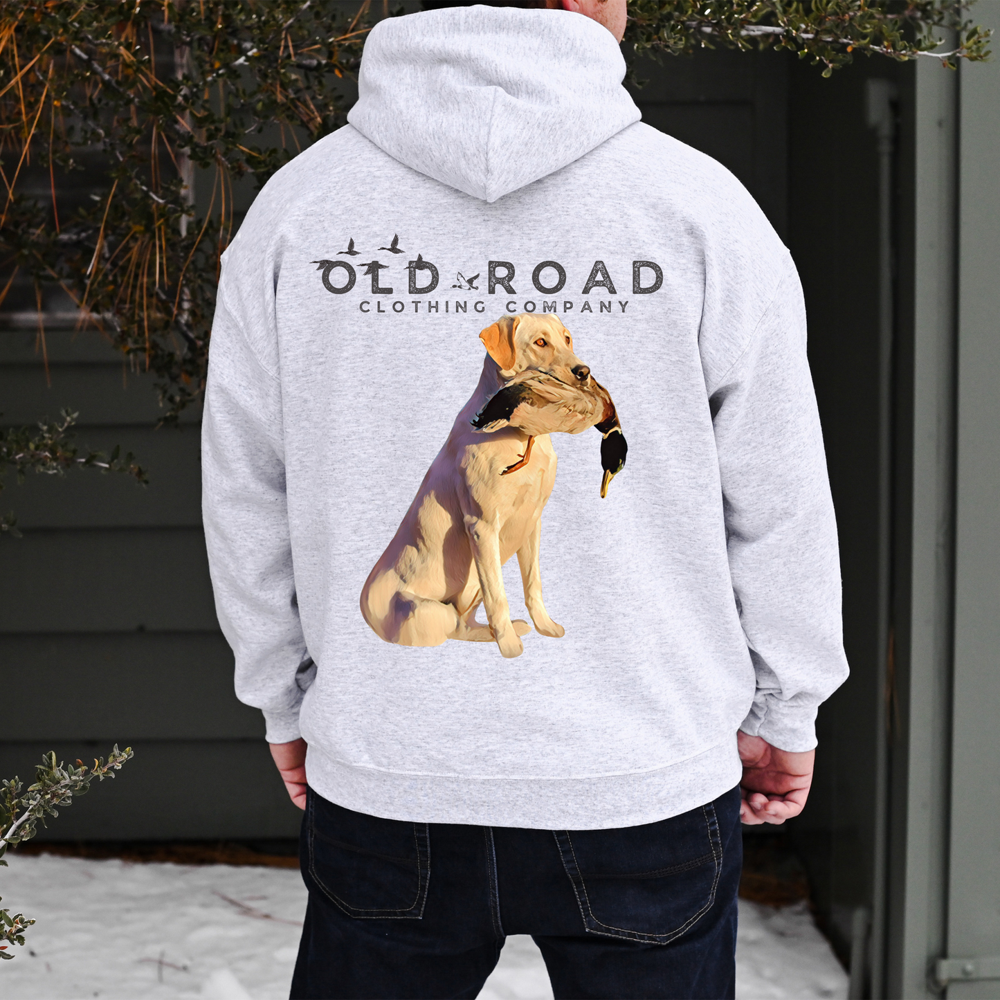 Labrador Retriever Holding Duck | Mens Duck Hunting Hoodie | Mens Waterfowl Hoodie | Unisex Hoodie | Yellow Lab | Lab Mom | Lab Dad | Fathers Day Gift