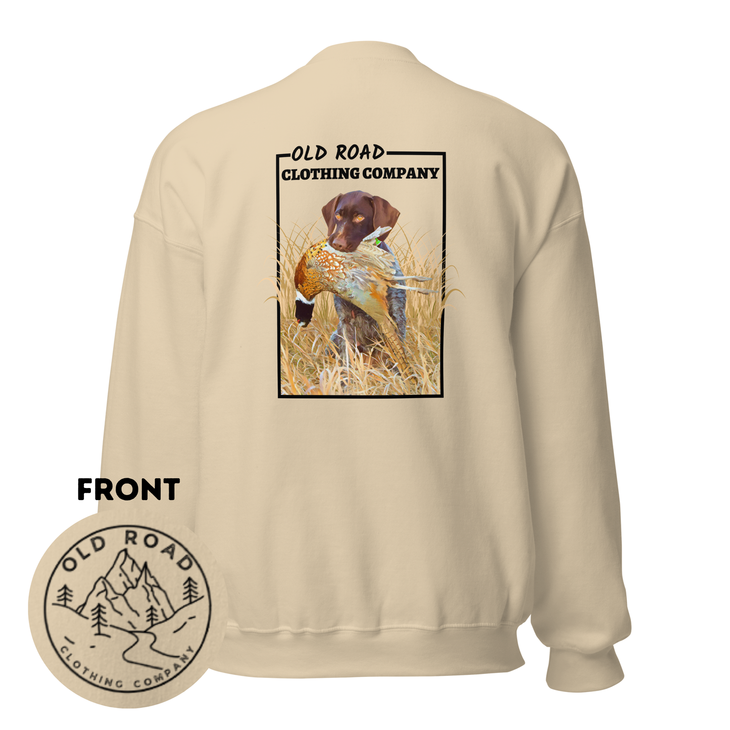 Crewneck Sweatshirt German Shorthaired Pointer Retrieving Pheasant | GSP | Pheasant Hunting