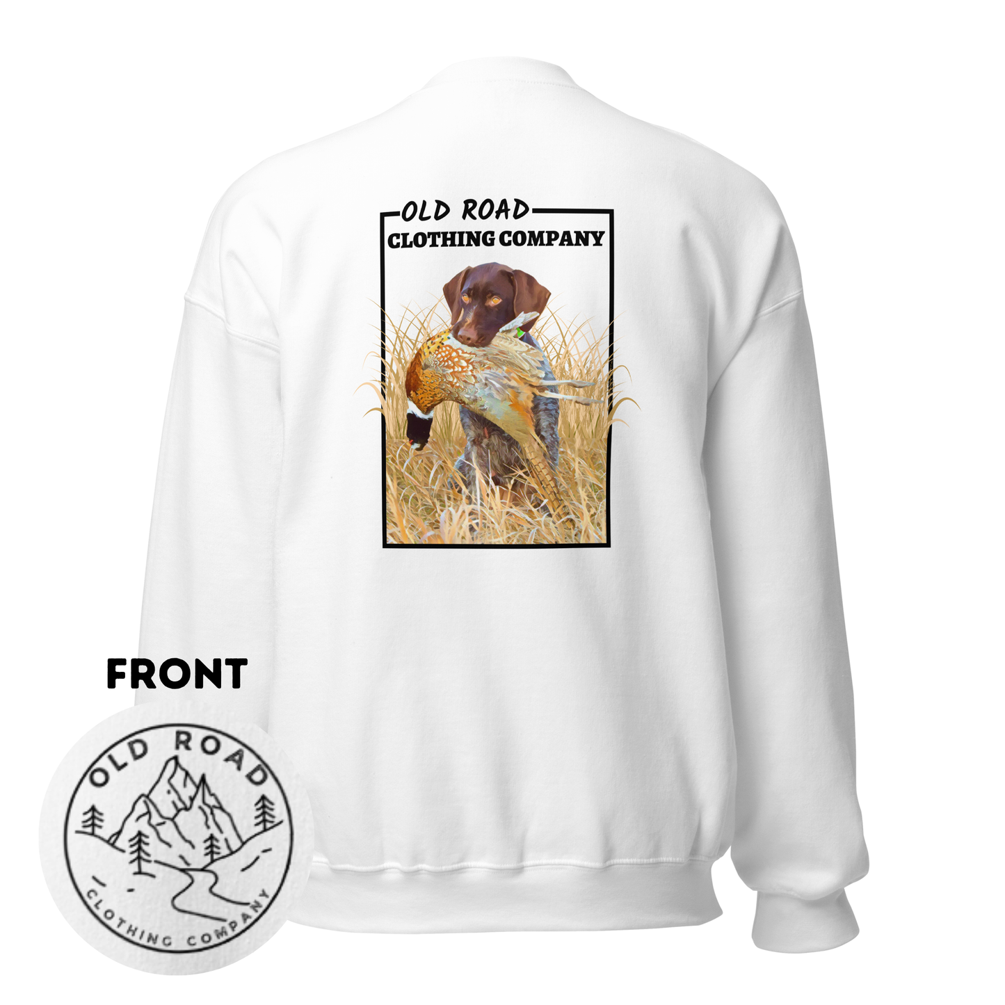 Crewneck Sweatshirt German Shorthaired Pointer Retrieving Pheasant | GSP | Pheasant Hunting