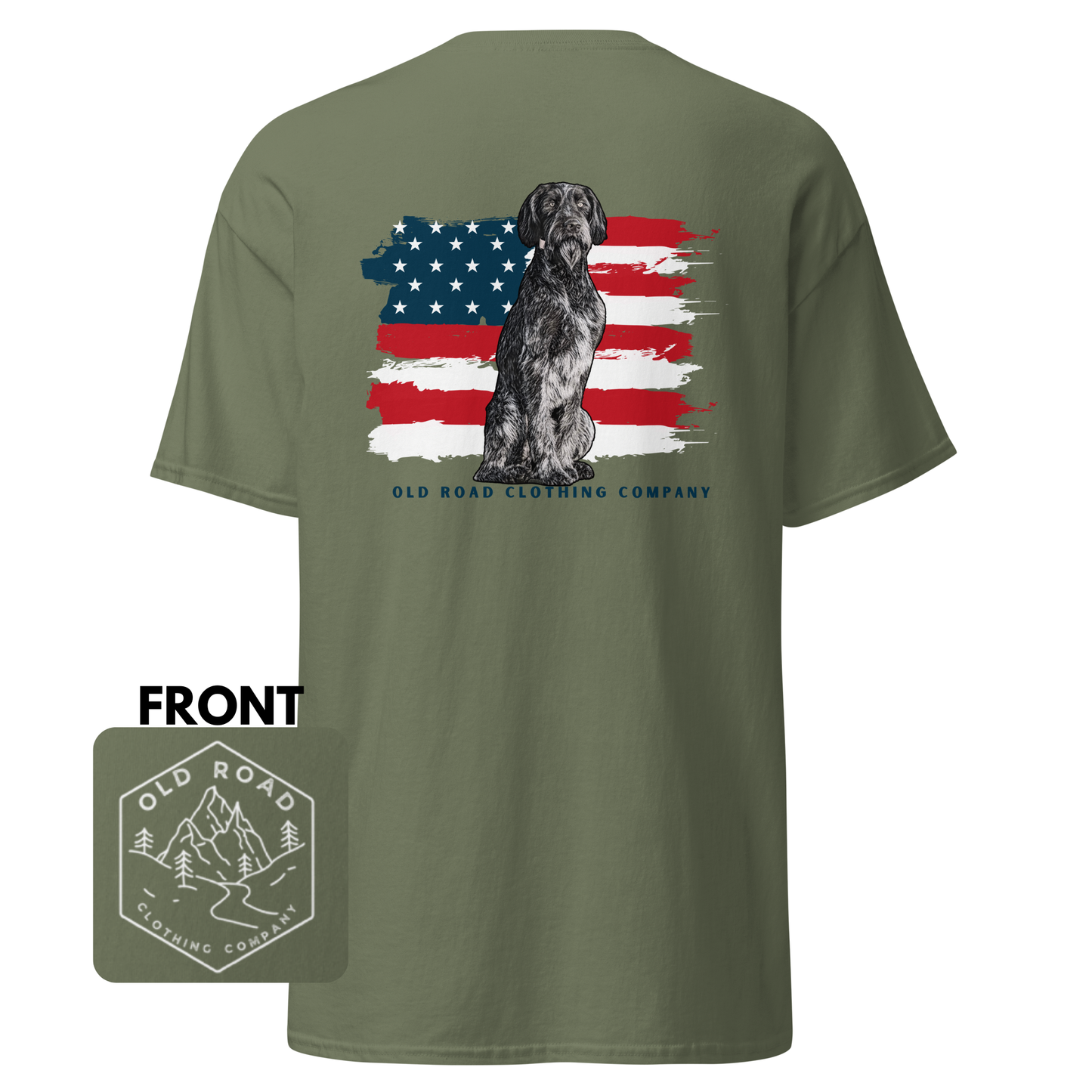 German Wiredhair Pointer Shirt | American Flag T Shirt | GWP T Shirt | Hunting Dog T Shirt | Bird Hunting T Shirt | Upland Hunting | Waterfowl Hunting