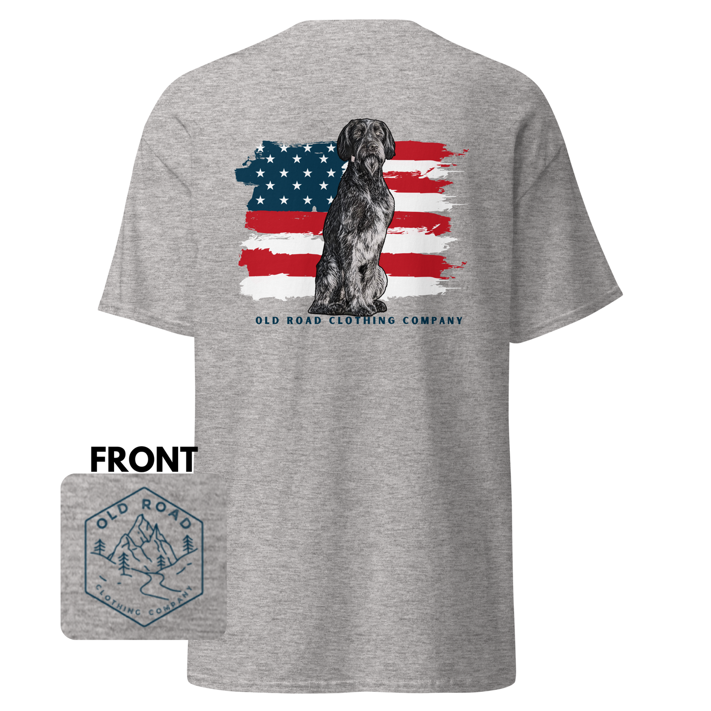 German Wiredhair Pointer Shirt | American Flag T Shirt | GWP T Shirt | Hunting Dog T Shirt | Bird Hunting T Shirt | Upland Hunting | Waterfowl Hunting