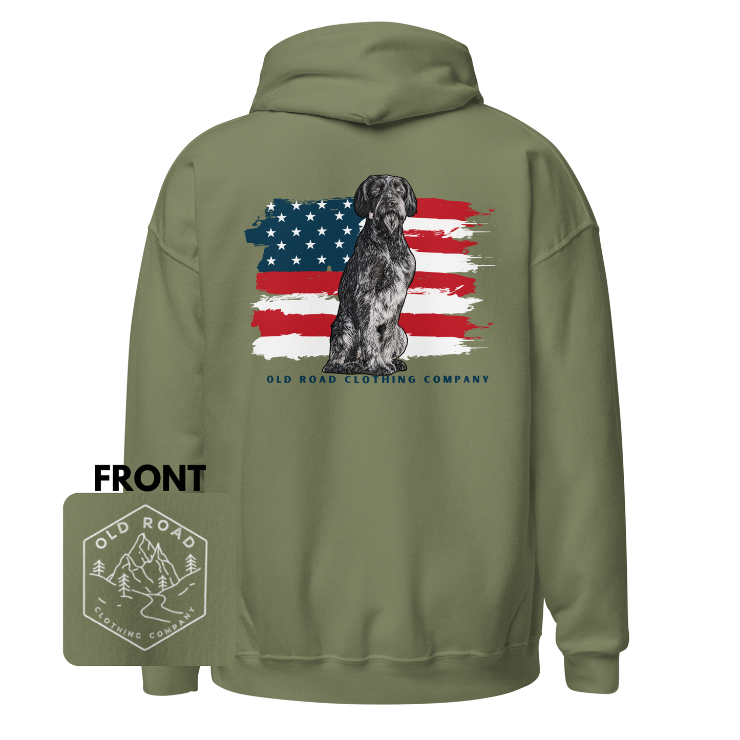 German Wiredhair Pointer Hoodie | American Flag Hoodie | GWP Hoodie | Hunting Dog Hoodie | Bird Hunting Hoodie | Upland Hunting | Waterfowl Hunting