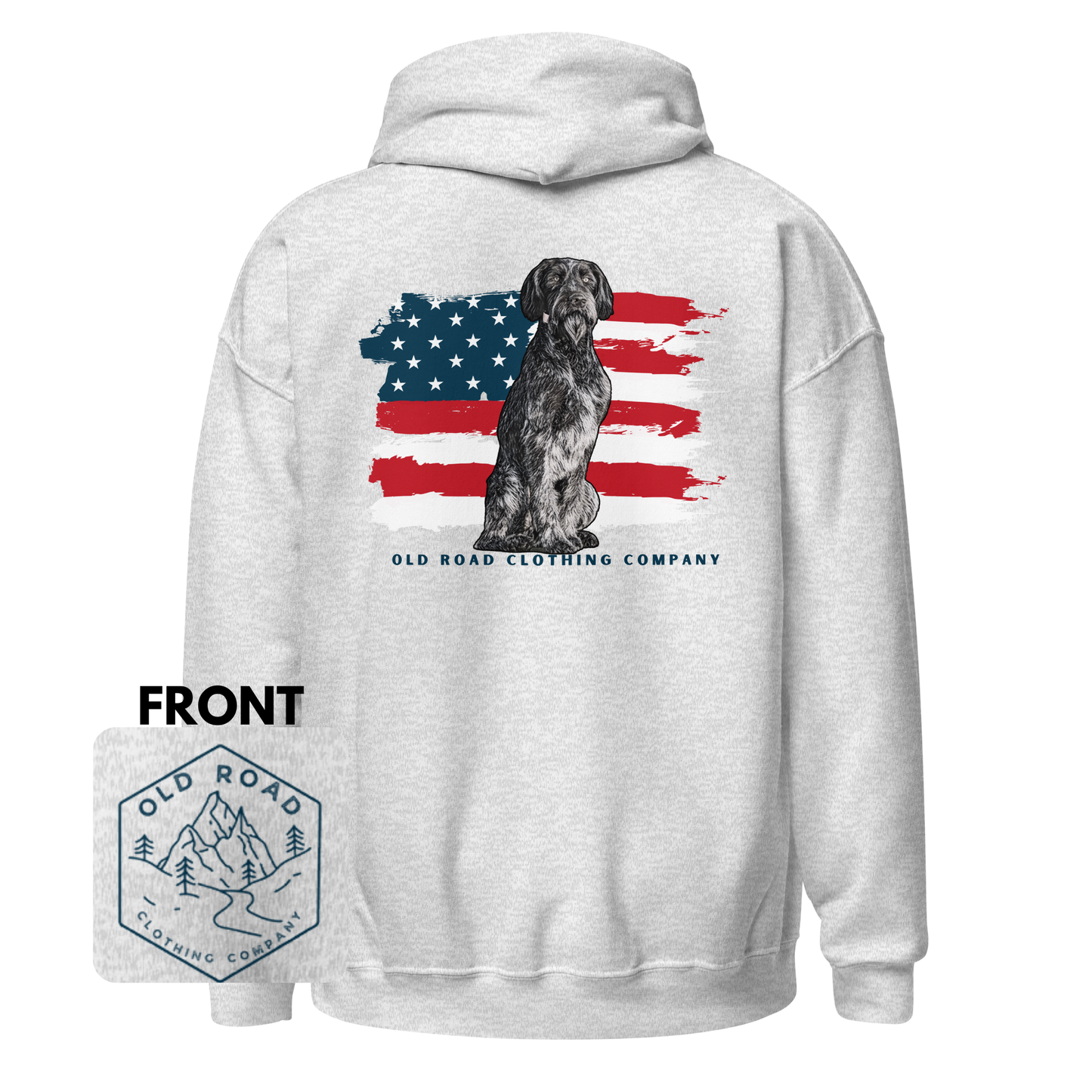 German Wiredhair Pointer Hoodie | American Flag Hoodie | GWP Hoodie | Hunting Dog Hoodie | Bird Hunting Hoodie | Upland Hunting | Waterfowl Hunting
