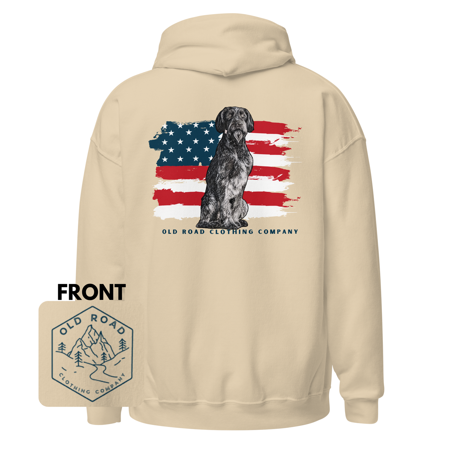 German Wiredhair Pointer Hoodie | American Flag Hoodie | GWP Hoodie | Hunting Dog Hoodie | Bird Hunting Hoodie | Upland Hunting | Waterfowl Hunting