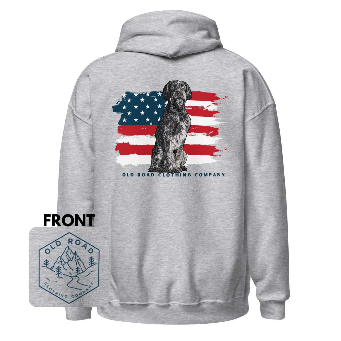 German Wiredhair Pointer Hoodie | American Flag Hoodie | GWP Hoodie | Hunting Dog Hoodie | Bird Hunting Hoodie | Upland Hunting | Waterfowl Hunting