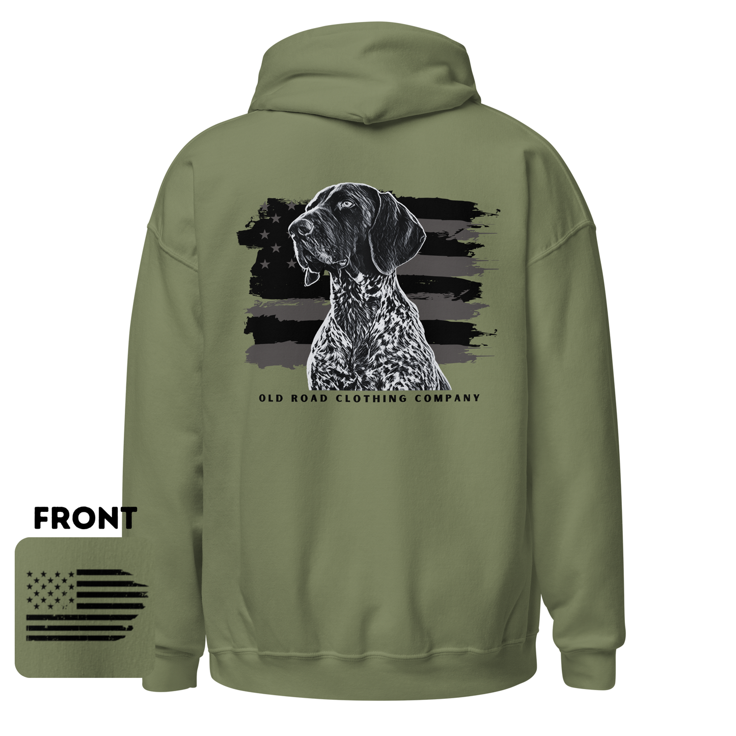 GSP Hoodie | German Wirehaired Pointer | American Flag Hoodie | American Flag Hunting Hoodie | Bird Hunting Hoodie | Pheasant Hunting Hoodie