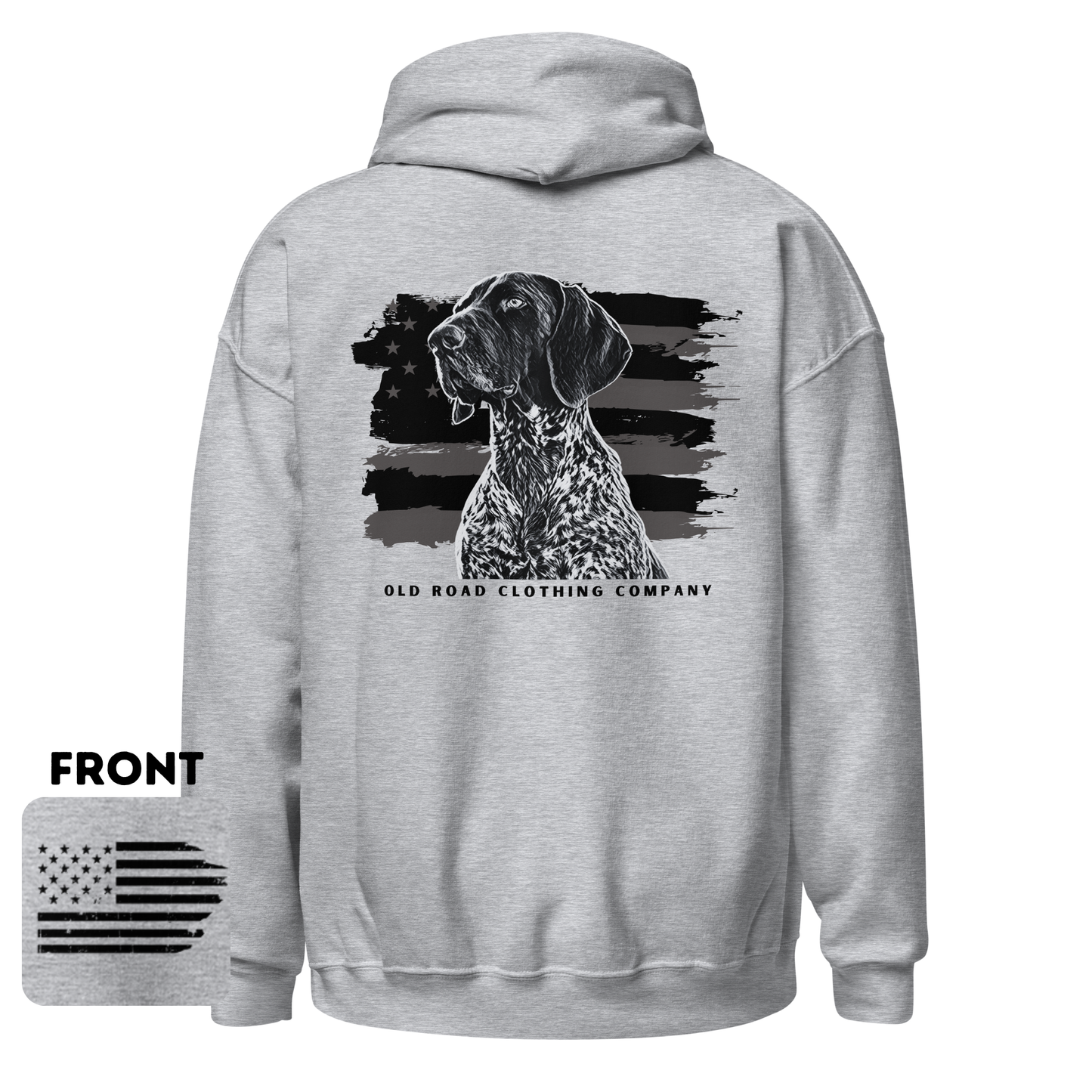 GSP Hoodie | German Wirehaired Pointer | American Flag Hoodie | American Flag Hunting Hoodie | Bird Hunting Hoodie | Pheasant Hunting Hoodie