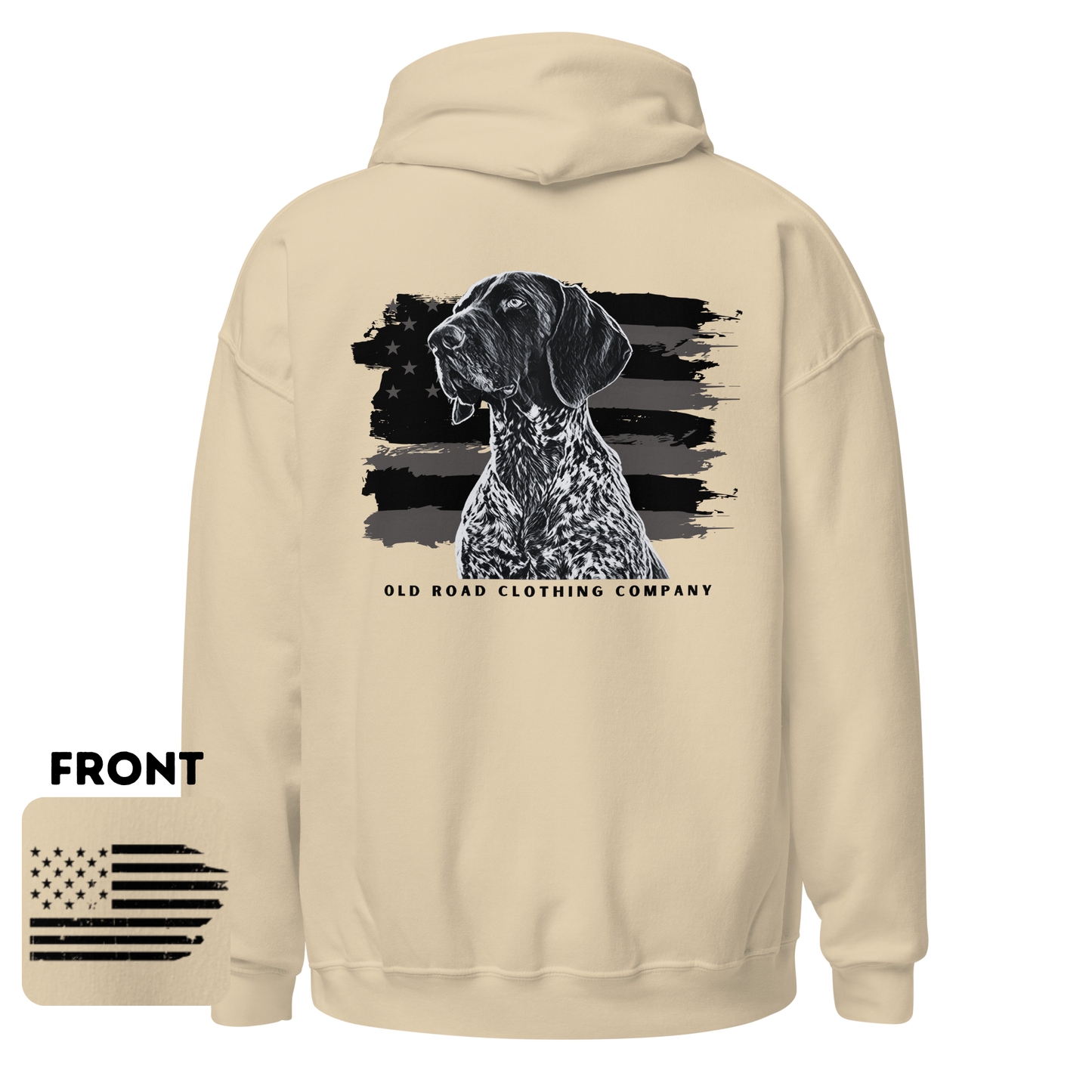 GSP Hoodie | German Wirehaired Pointer | American Flag Hoodie | American Flag Hunting Hoodie | Bird Hunting Hoodie | Pheasant Hunting Hoodie