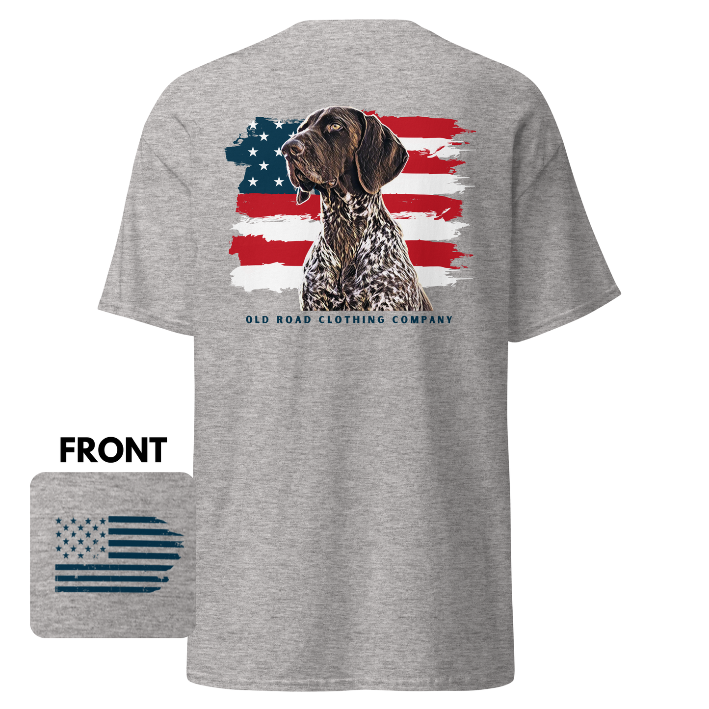 GSP T Shirt | German Shorthaired Pointer T Shirt | American Flag T Shirt | Bird Hunting T Shirt | Pheasant Hunting T Shirt | Grouse Hunting T Shirt