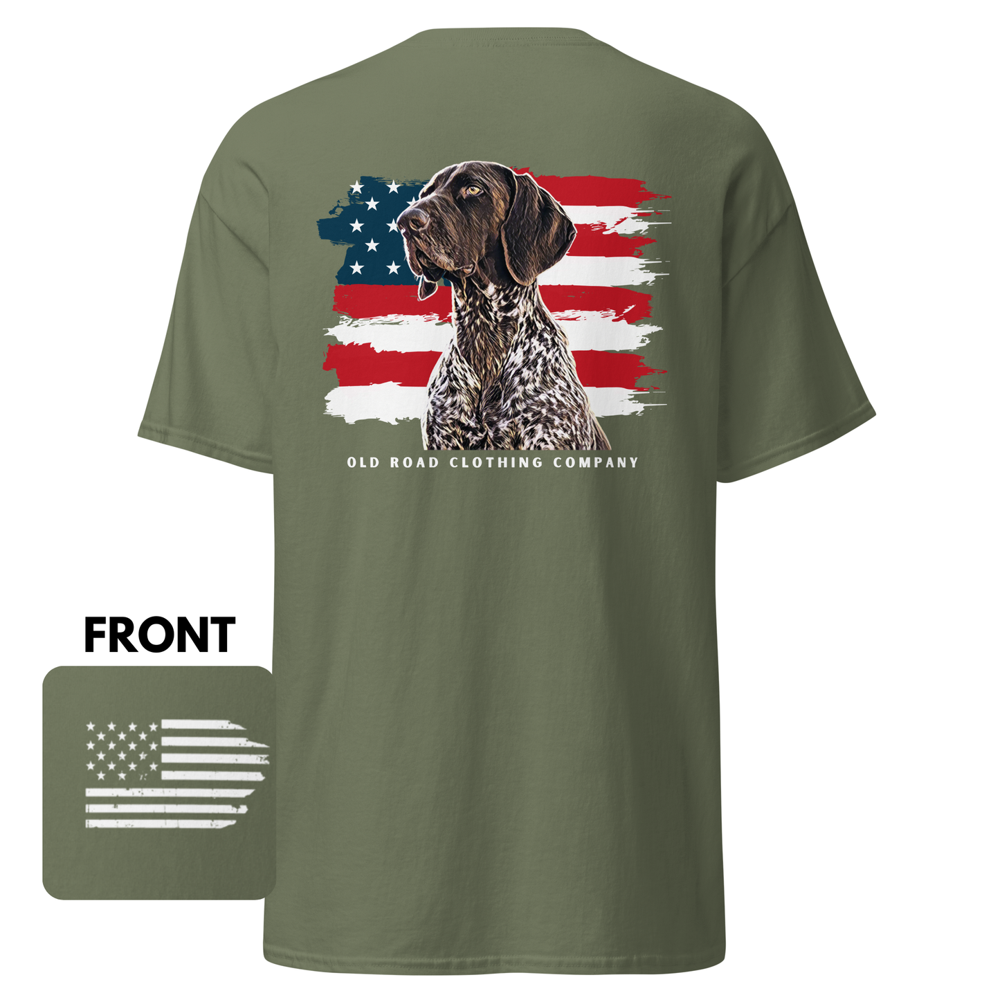 GSP T Shirt | German Shorthaired Pointer T Shirt | American Flag T Shirt | Bird Hunting T Shirt | Pheasant Hunting T Shirt | Grouse Hunting T Shirt