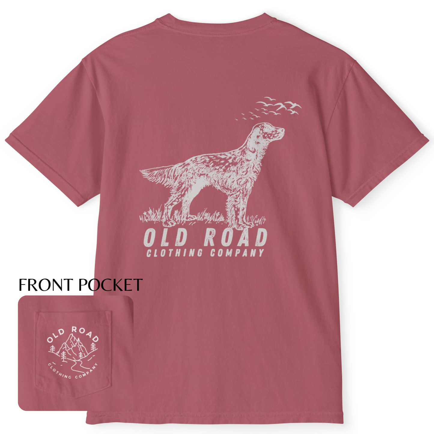 English Setter T Shirt | Comfort Colors Pocket T Shirt | English Setter Hunting Dog | Bird Hunting T Shirt | Upland Hunting T Shirt