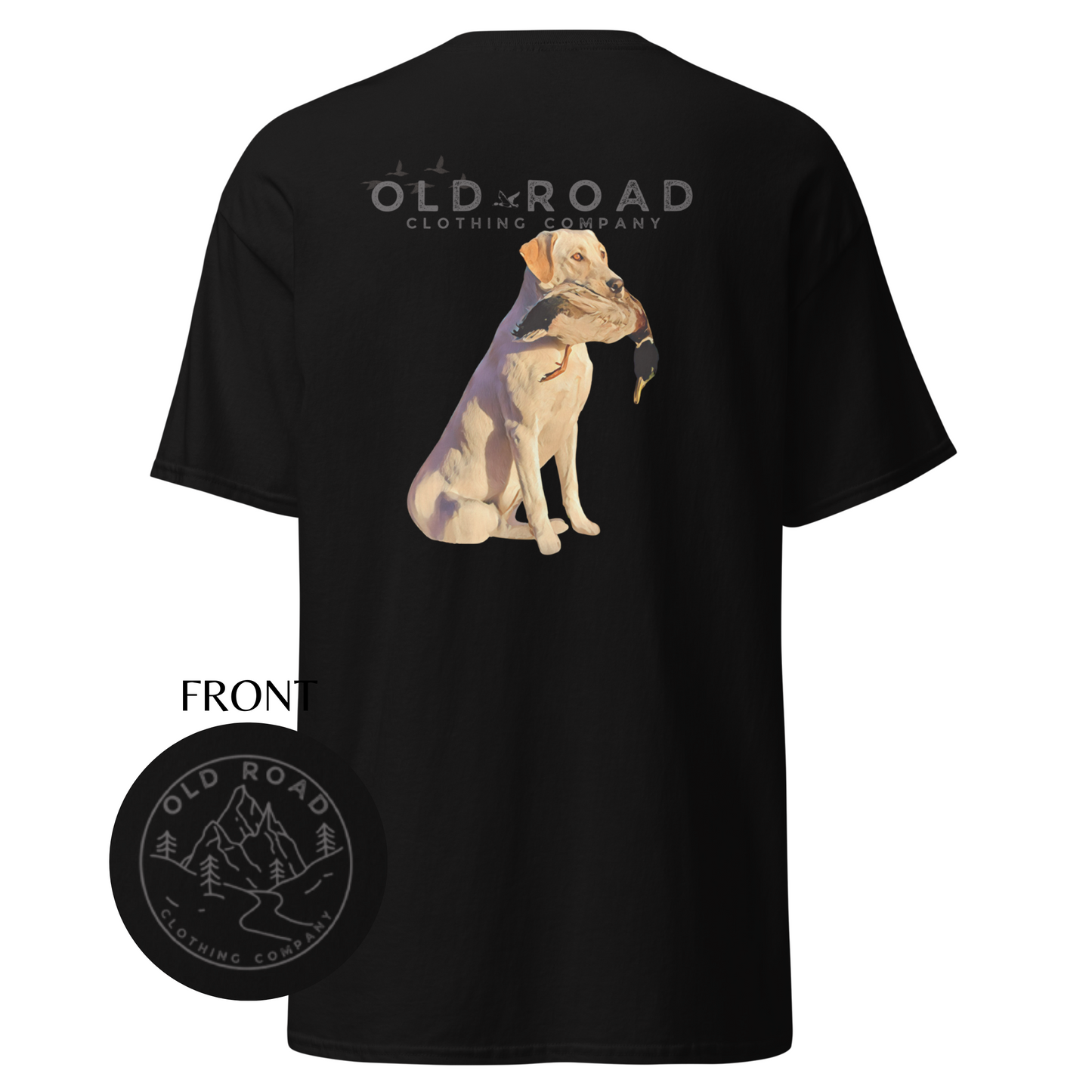 Labrador Retriever Holding Duck | Mens Duck Hunting T Shirt | Mens Waterfowl T Shirt | Unisex T Shirt | Yellow Lab | Lab Mom | Lab Dad | Fathers Day Gift