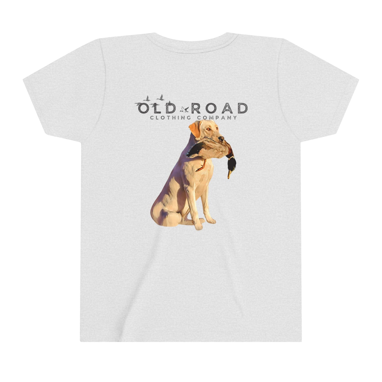Youth Labrador Retriever Holding Duck | Youth Duck Hunting T Shirt | Youth Waterfowl T Shirt | Unisex T Shirt | Yellow Lab | Hunting Matching T Shirts