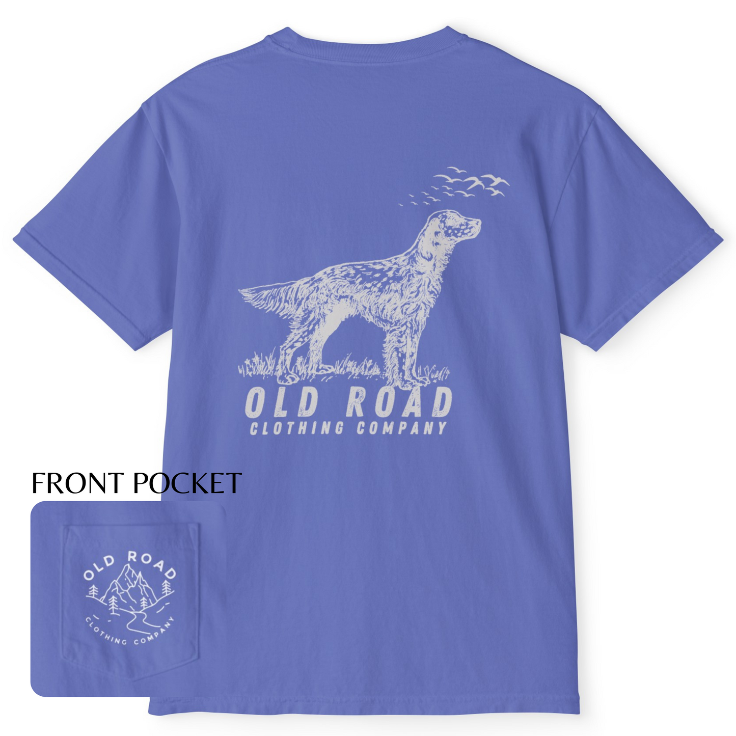 English Setter T Shirt | Comfort Colors Pocket T Shirt | English Setter Hunting Dog | Bird Hunting T Shirt | Upland Hunting T Shirt