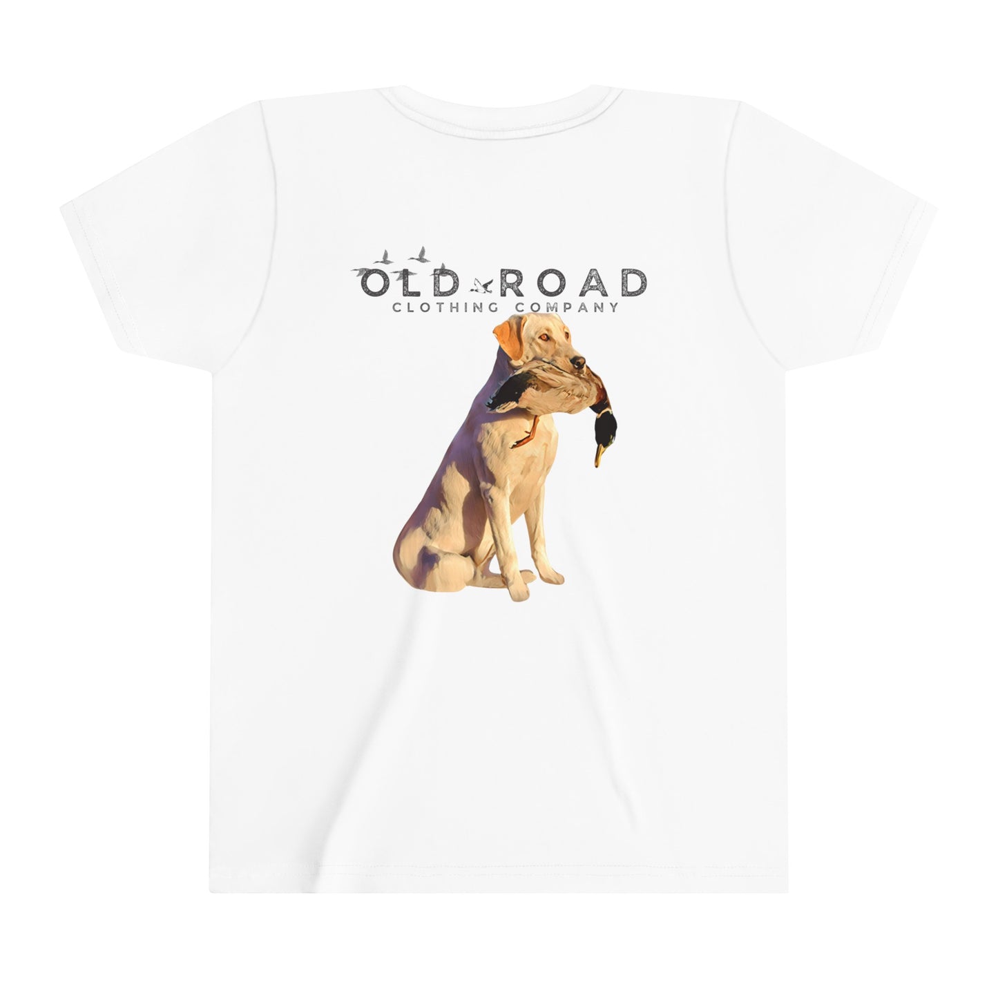 Youth Labrador Retriever Holding Duck | Youth Duck Hunting T Shirt | Youth Waterfowl T Shirt | Unisex T Shirt | Yellow Lab | Hunting Matching T Shirts