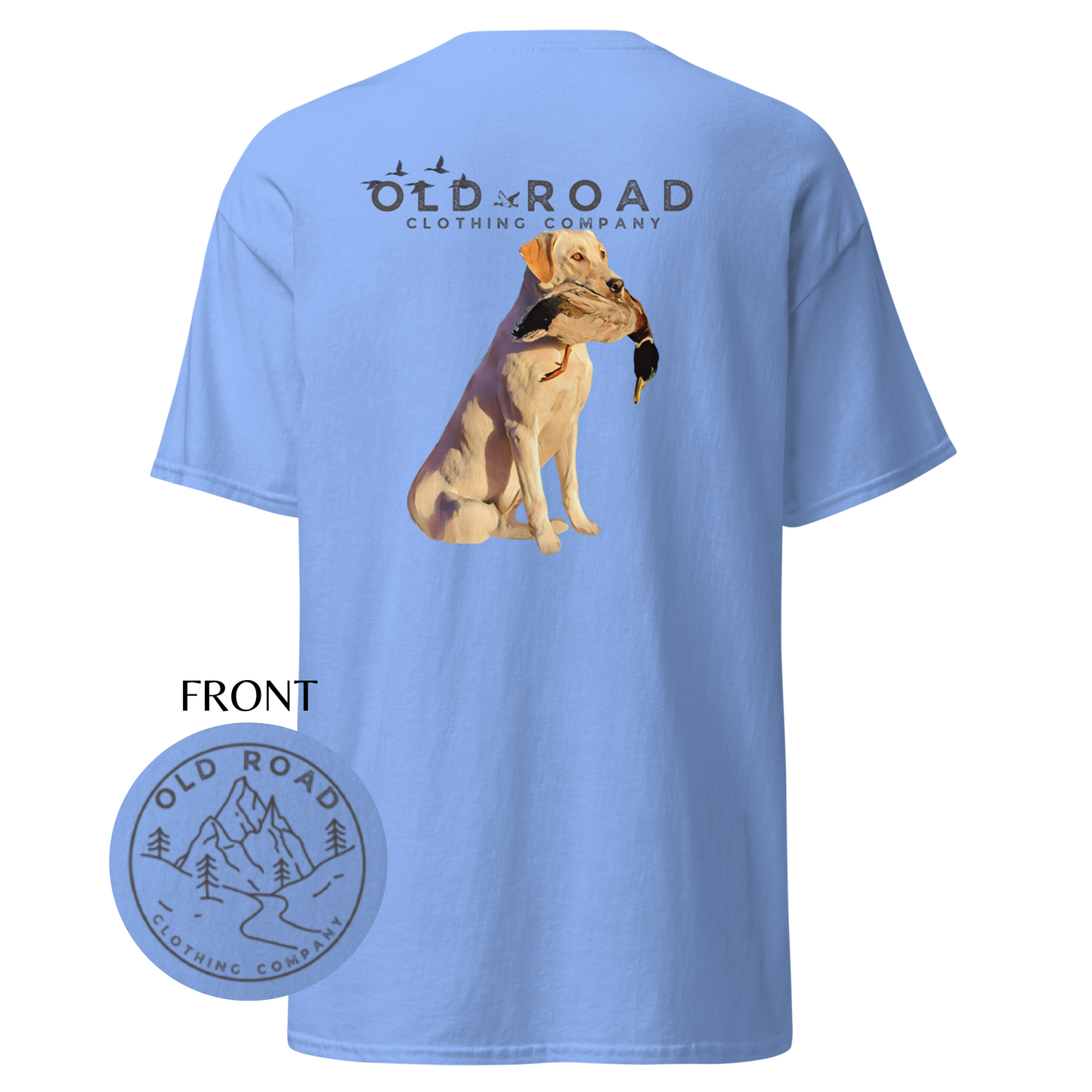 Labrador Retriever Holding Duck | Mens Duck Hunting T Shirt | Mens Waterfowl T Shirt | Unisex T Shirt | Yellow Lab | Lab Mom | Lab Dad | Fathers Day Gift
