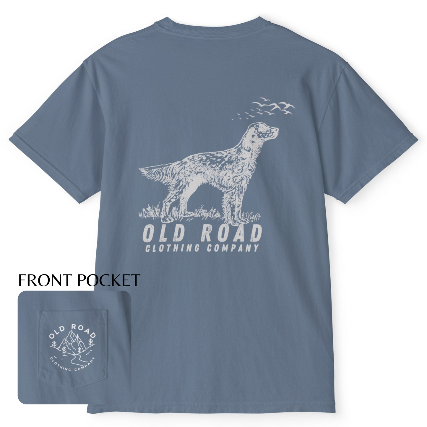 English Setter T Shirt | Comfort Colors Pocket T Shirt | English Setter Hunting Dog | Bird Hunting T Shirt | Upland Hunting T Shirt