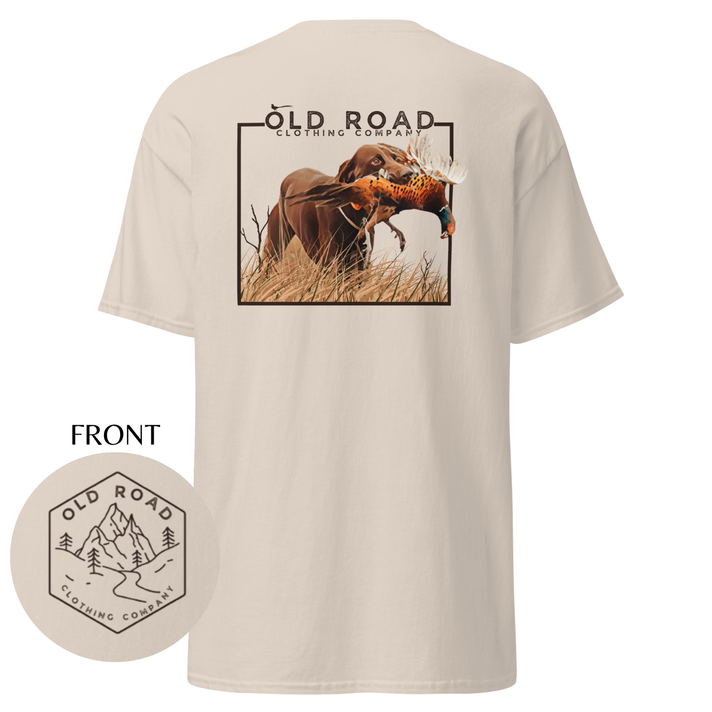 Labrador Retriever Pheasant Hunting T Shirt | Lab Retrieving Pheasant | Duck Hunting | Hunting Dog Shirt | Chocolate Lab | Upland Hunting