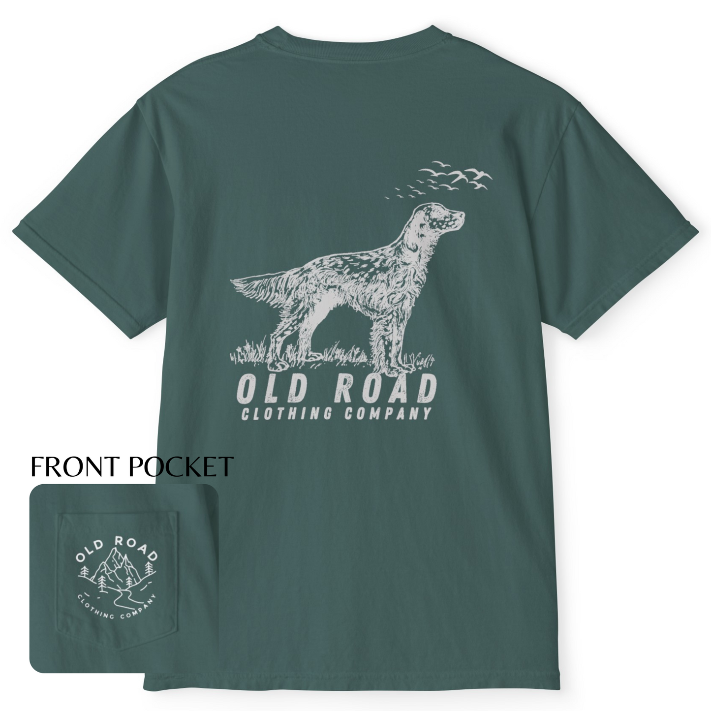 English Setter T Shirt | Comfort Colors Pocket T Shirt | English Setter Hunting Dog | Bird Hunting T Shirt | Upland Hunting T Shirt