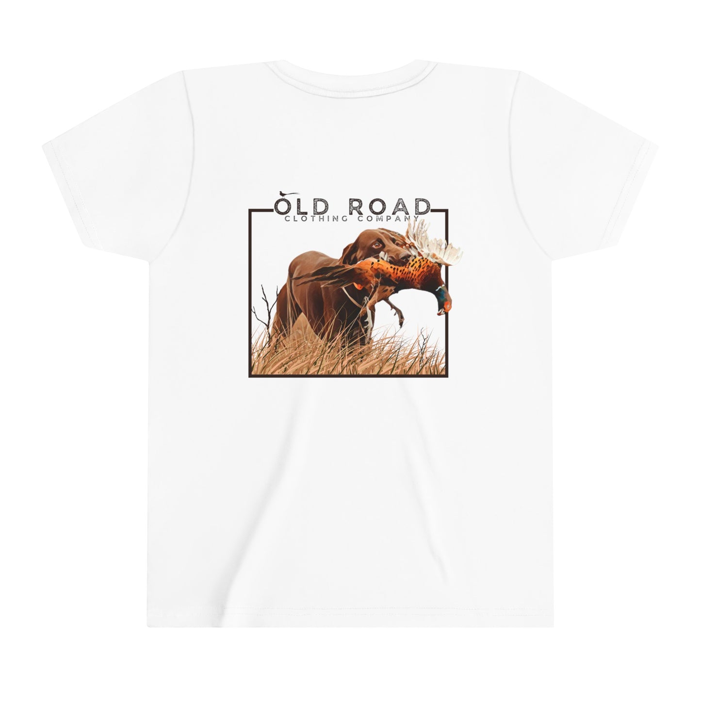 Youth of Labrador Retriever Pheasant Hunting T Shirt | Lab Retrieving Pheasant | Duck Hunting | Hunting Dog Shirt | Chocolate Lab | Upland Hunting