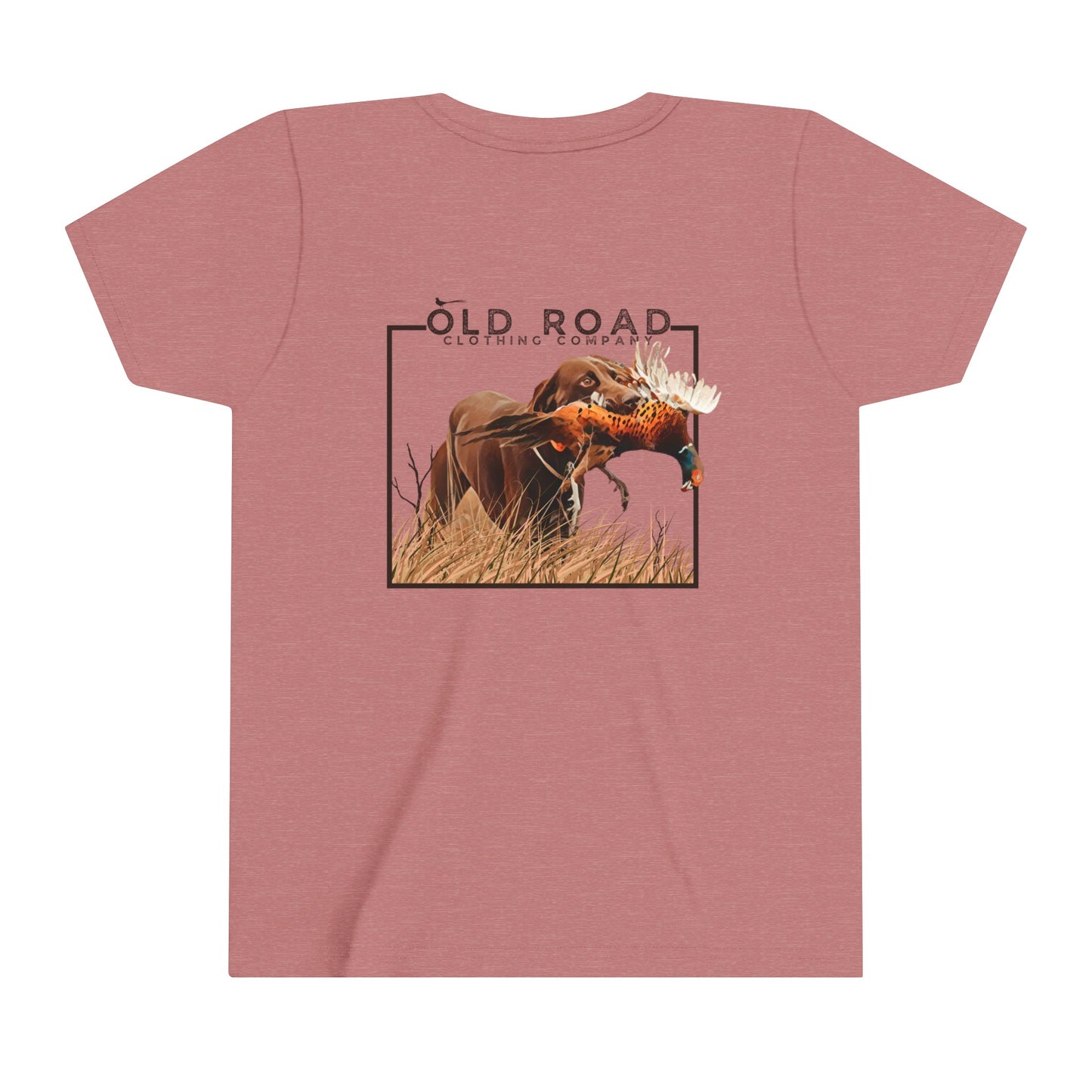 Youth of Labrador Retriever Pheasant Hunting T Shirt | Lab Retrieving Pheasant | Duck Hunting | Hunting Dog Shirt | Chocolate Lab | Upland Hunting