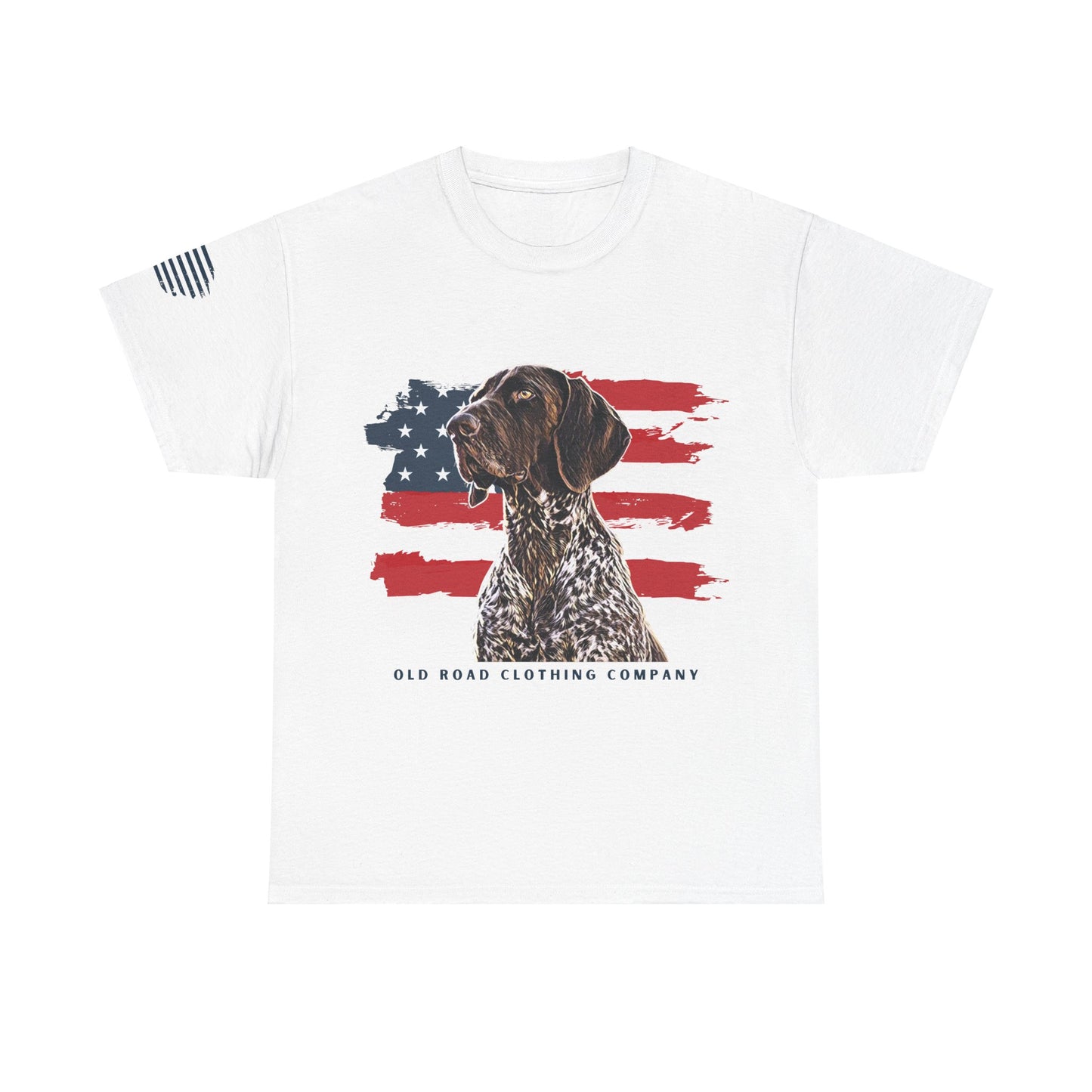 GSP T Shirt | GSP American Flag T Shirt | Upland Hunting Dog | Pheasant Hunting Dog | German Shorthaired Pointer | Grouse Hunting Shirt