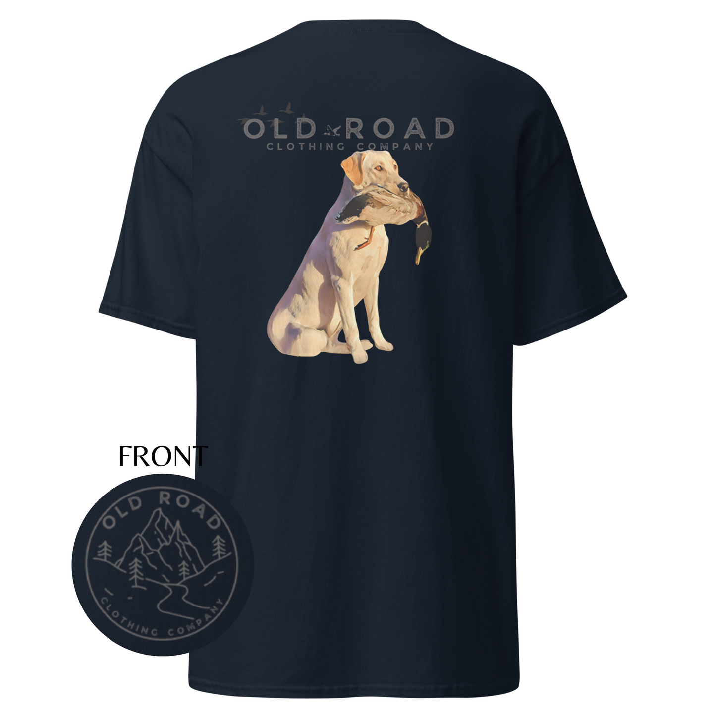 Labrador Retriever Holding Duck | Mens Duck Hunting T Shirt | Mens Waterfowl T Shirt | Unisex T Shirt | Yellow Lab | Lab Mom | Lab Dad | Fathers Day Gift