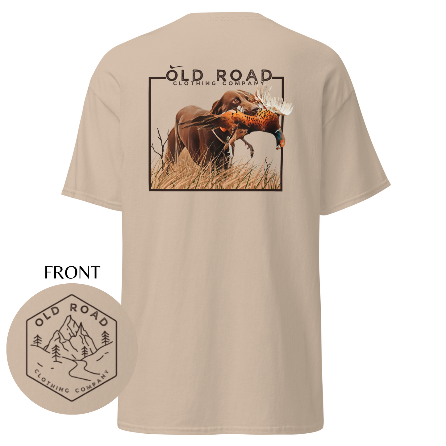 Labrador Retriever Pheasant Hunting T Shirt | Lab Retrieving Pheasant | Duck Hunting | Hunting Dog Shirt | Chocolate Lab | Upland Hunting