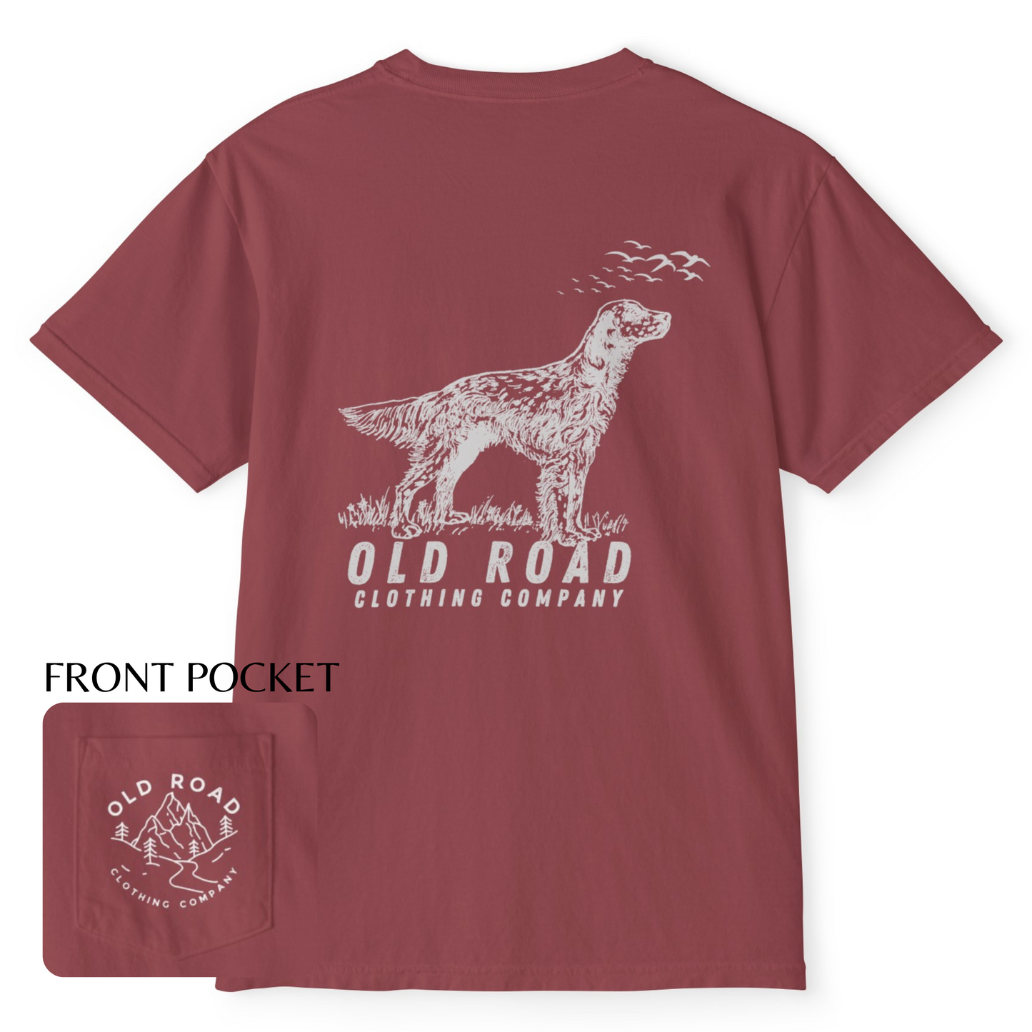 English Setter T Shirt | Comfort Colors Pocket T Shirt | English Setter Hunting Dog | Bird Hunting T Shirt | Upland Hunting T Shirt