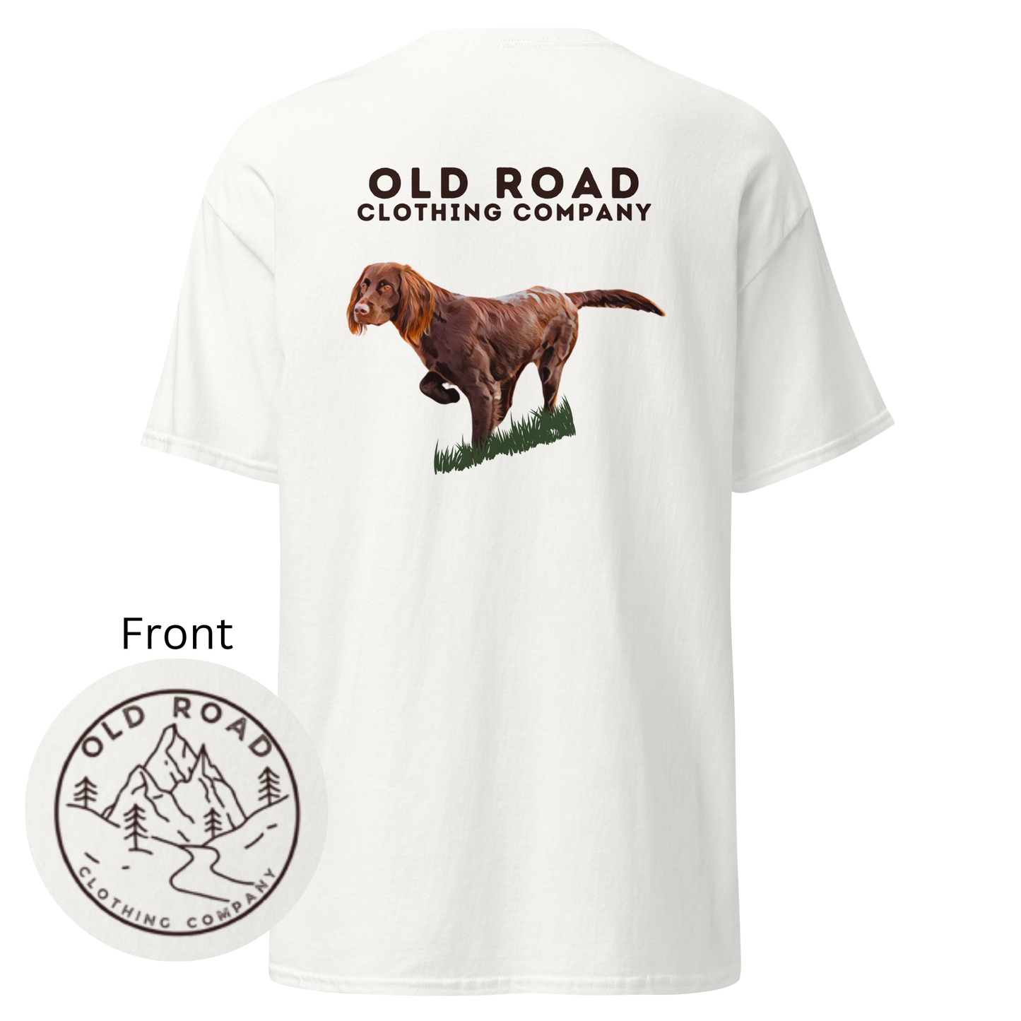 Brittany Dog Pointing | Working Brittany Spaniel Dog T Shirt | Pheasant Hunting T Shirt | Upland Hunting T Shirt | Mens Hunting T Shirt | Bird Hunting T Shirt