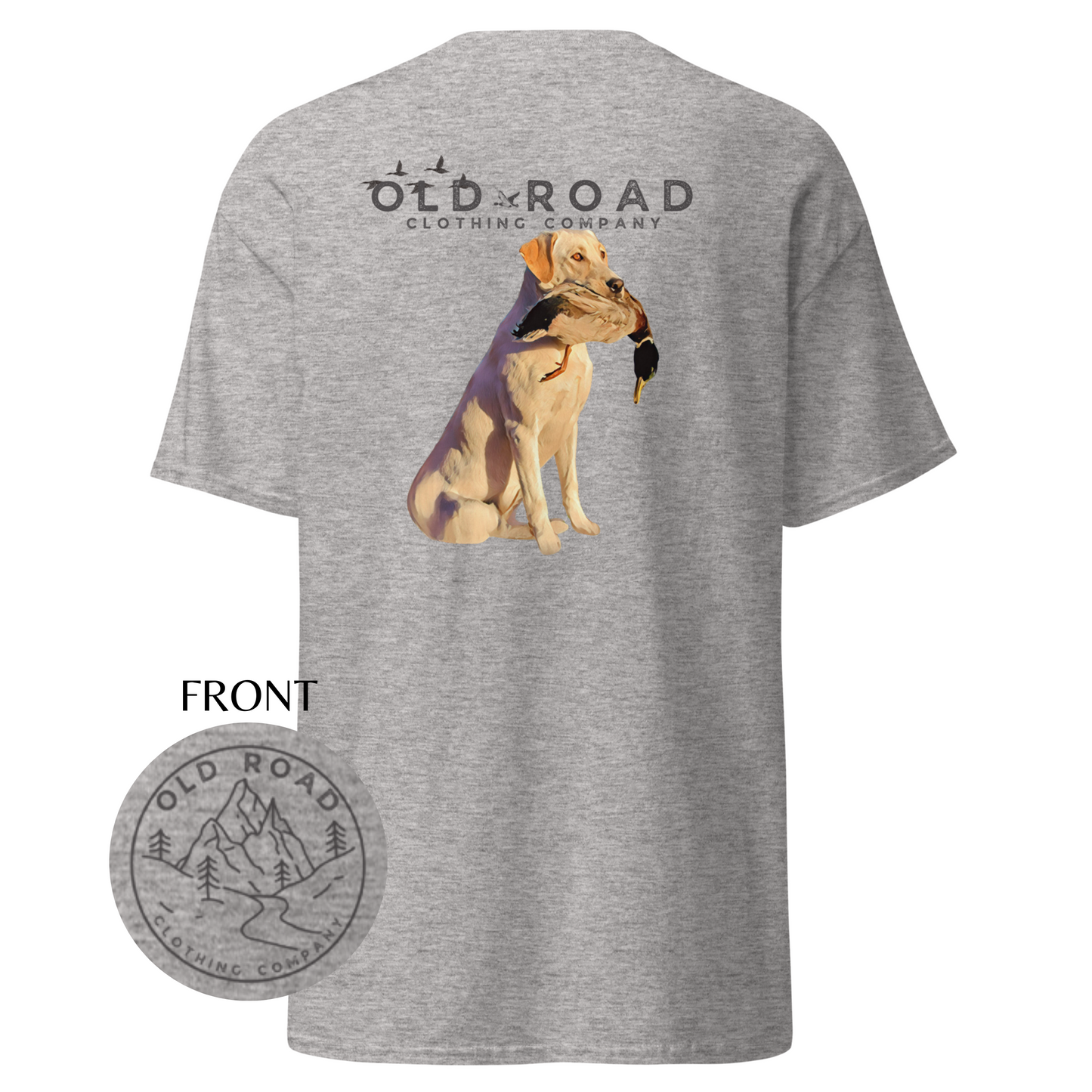 Labrador Retriever Holding Duck | Mens Duck Hunting T Shirt | Mens Waterfowl T Shirt | Unisex T Shirt | Yellow Lab | Lab Mom | Lab Dad | Fathers Day Gift
