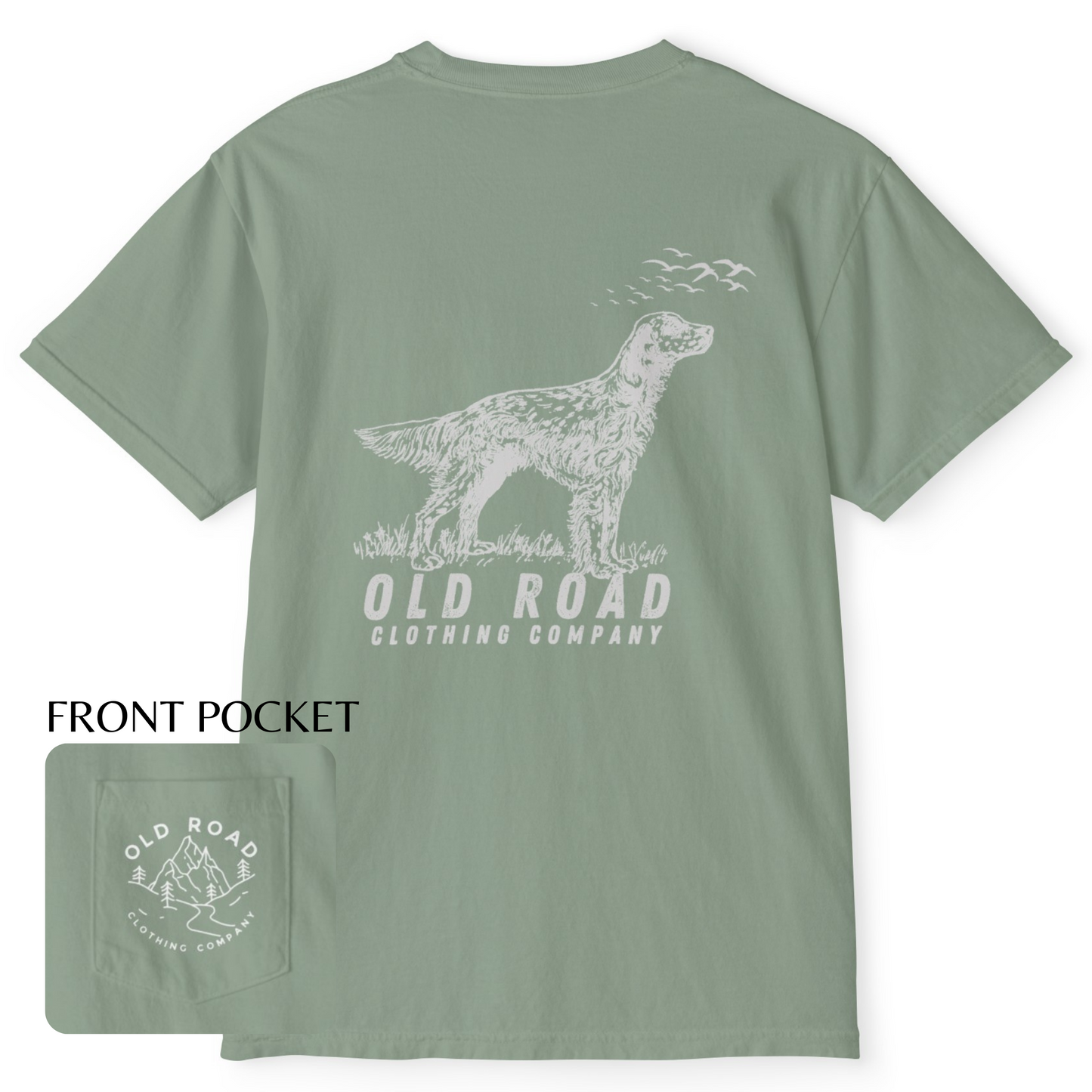 English Setter T Shirt | Comfort Colors Pocket T Shirt | English Setter Hunting Dog | Bird Hunting T Shirt | Upland Hunting T Shirt