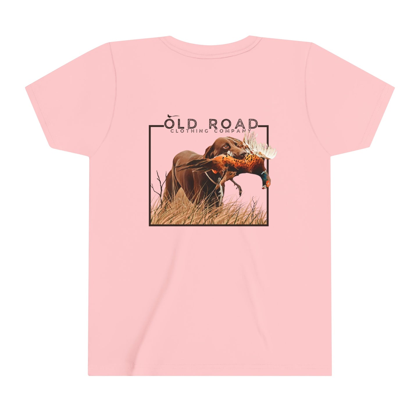 Youth of Labrador Retriever Pheasant Hunting T Shirt | Lab Retrieving Pheasant | Duck Hunting | Hunting Dog Shirt | Chocolate Lab | Upland Hunting